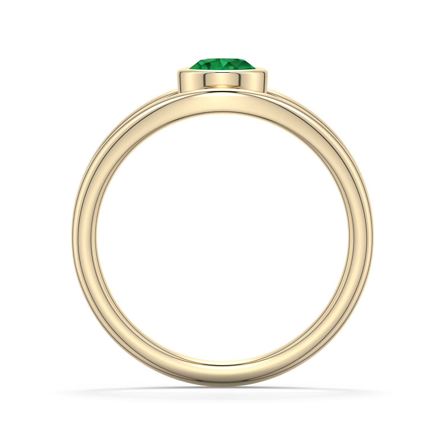5mm AAA Round Emerald Bypass Split Shank Engagement Ring in Yellow Gold - side 1 - side 2
