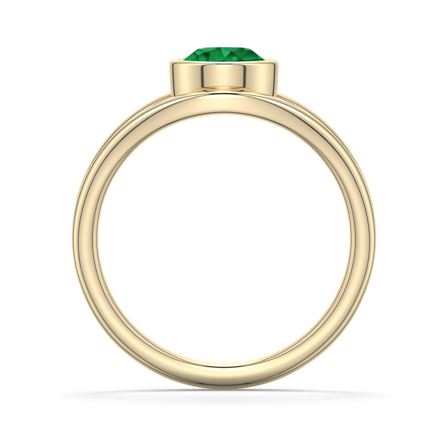 6mm AAA Round Emerald Bypass Split Shank Engagement Ring in Yellow Gold - side 1