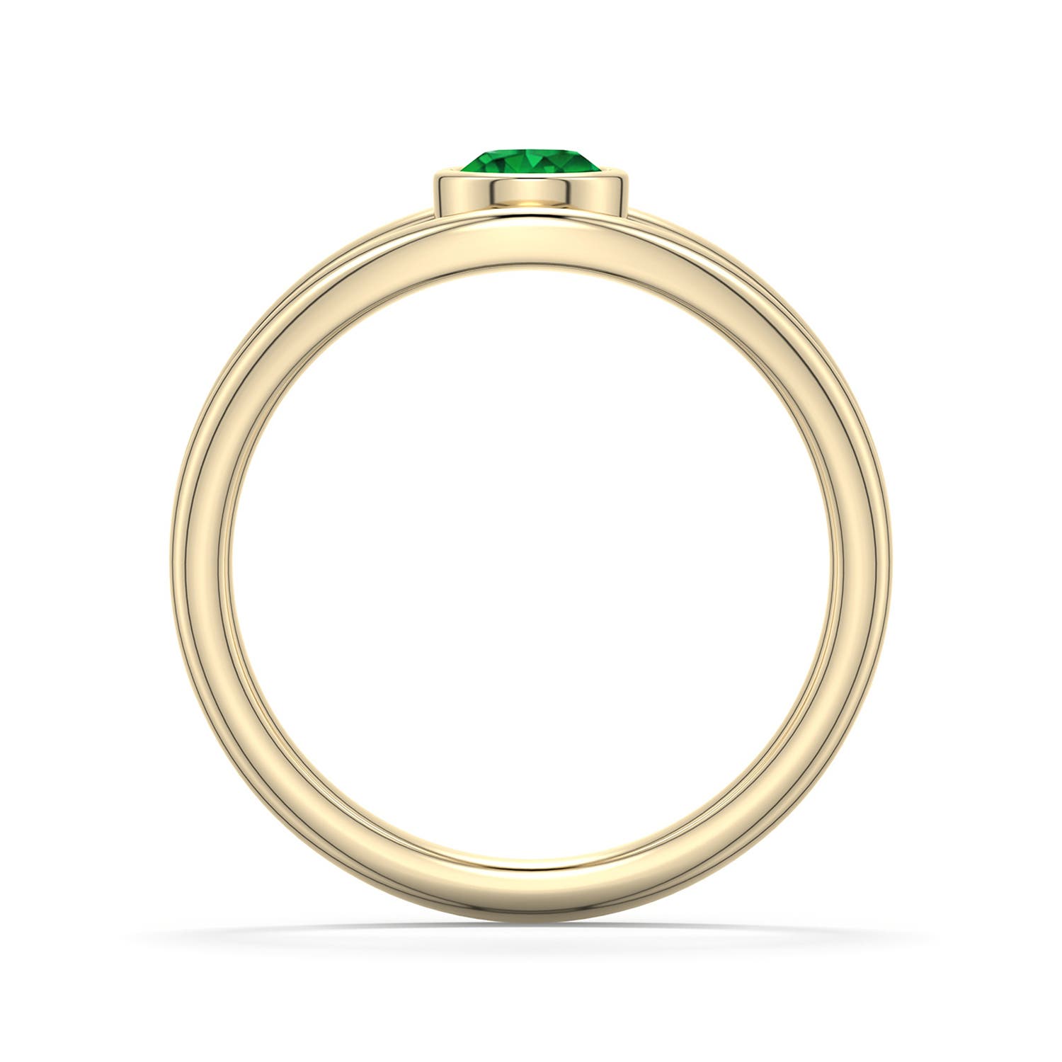 4.5mm AAAA Round Emerald Bypass Split Shank Engagement Ring in Yellow Gold - side 1