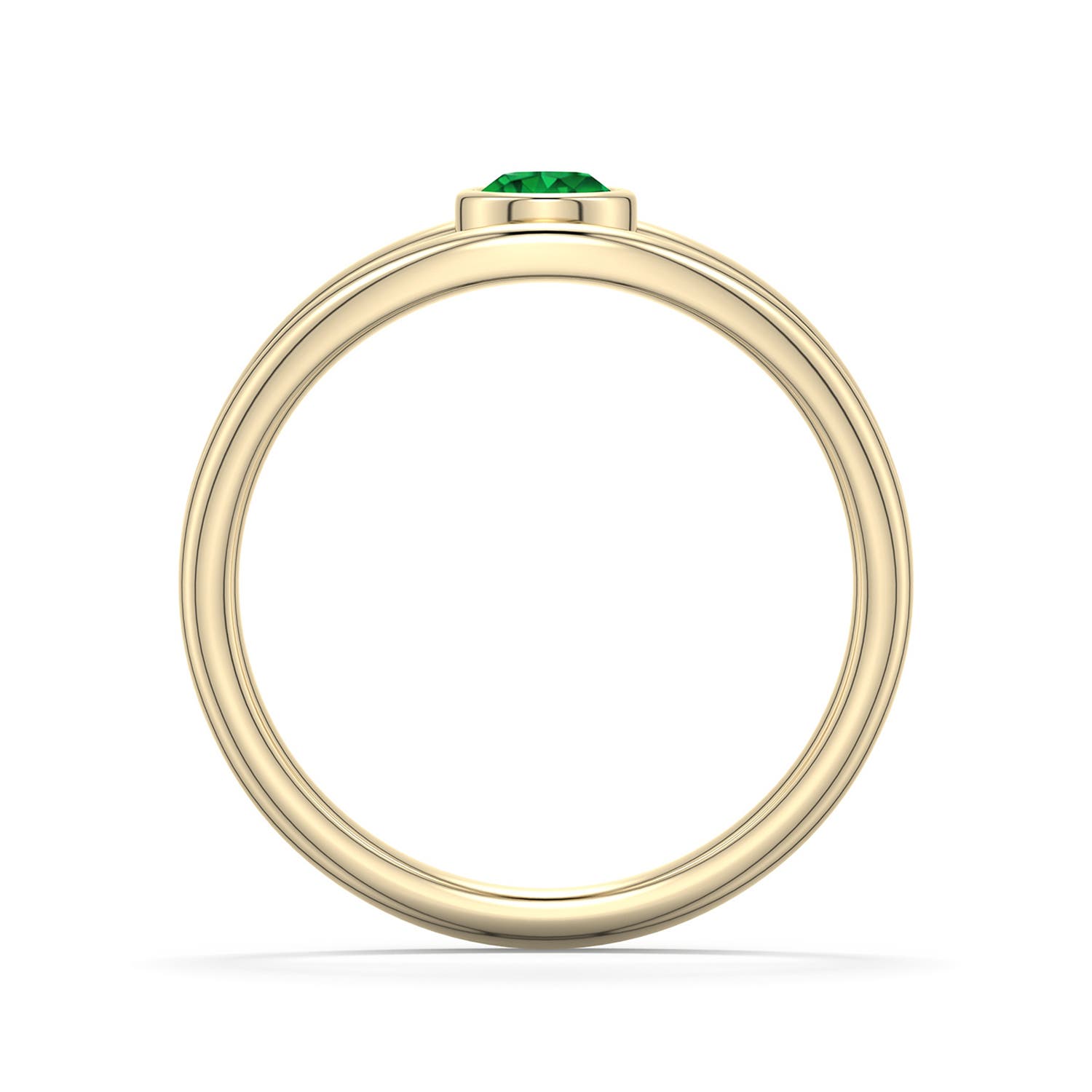4mm AAAA Round Emerald Bypass Split Shank Engagement Ring in Yellow Gold - side 1