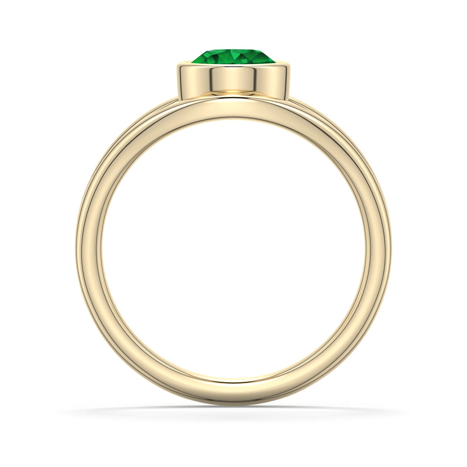 6mm AAAA Round Emerald Bypass Split Shank Engagement Ring in Yellow Gold - side 1