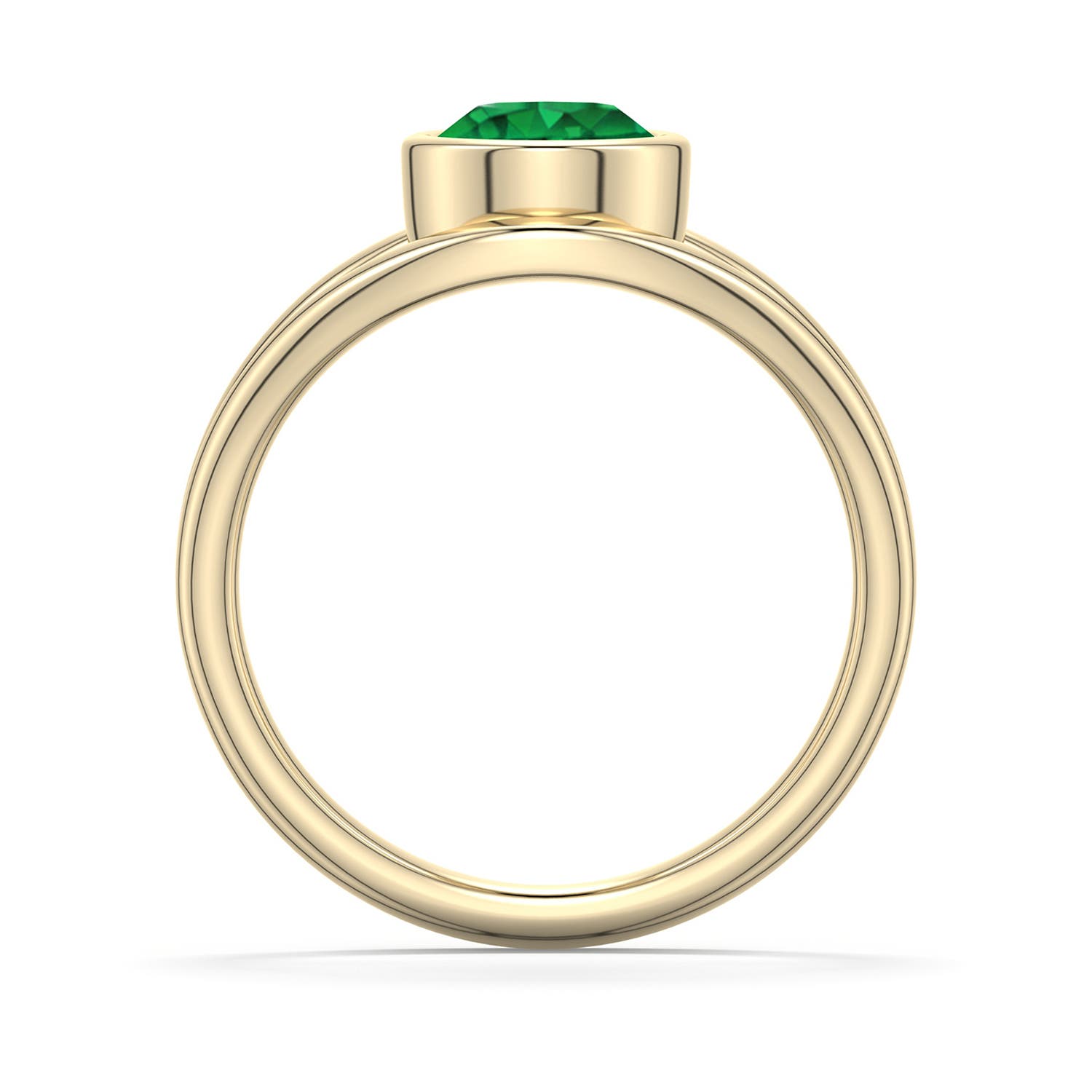 6.5mm AAA Round Emerald Bypass Split Shank Engagement Ring in 18K Yellow Gold - side 1