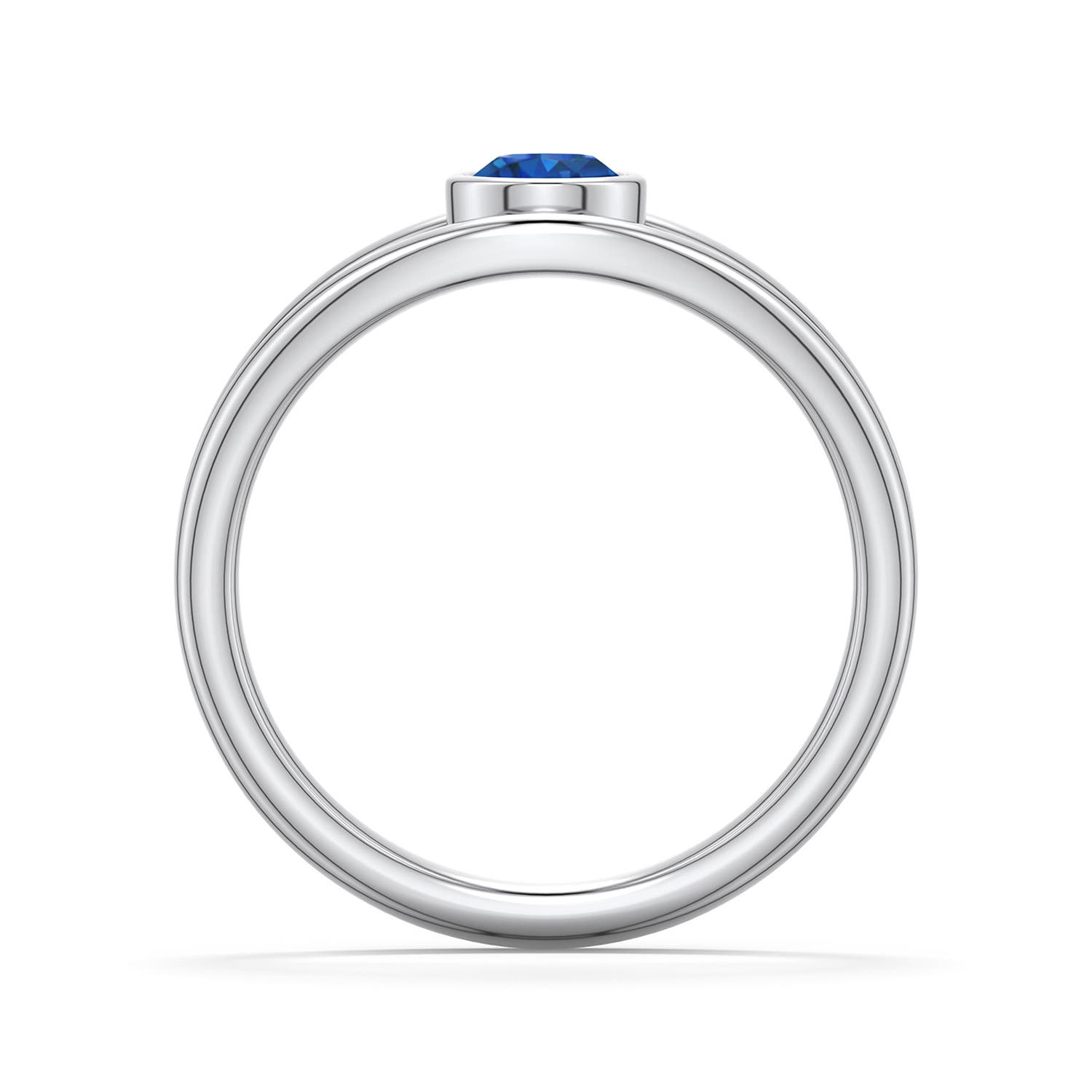 4.5mm AAA Round Blue Sapphire Bypass Split Shank Engagement Ring in White Gold - side 1