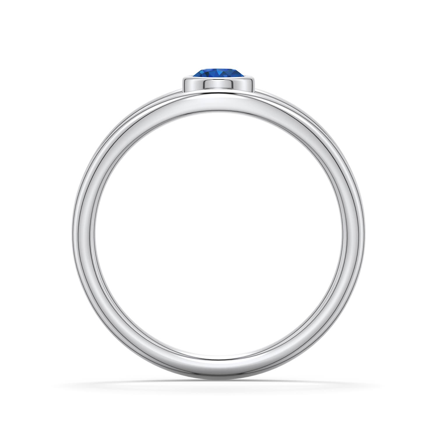 4mm AAA Round Blue Sapphire Bypass Split Shank Engagement Ring in White Gold - side 1