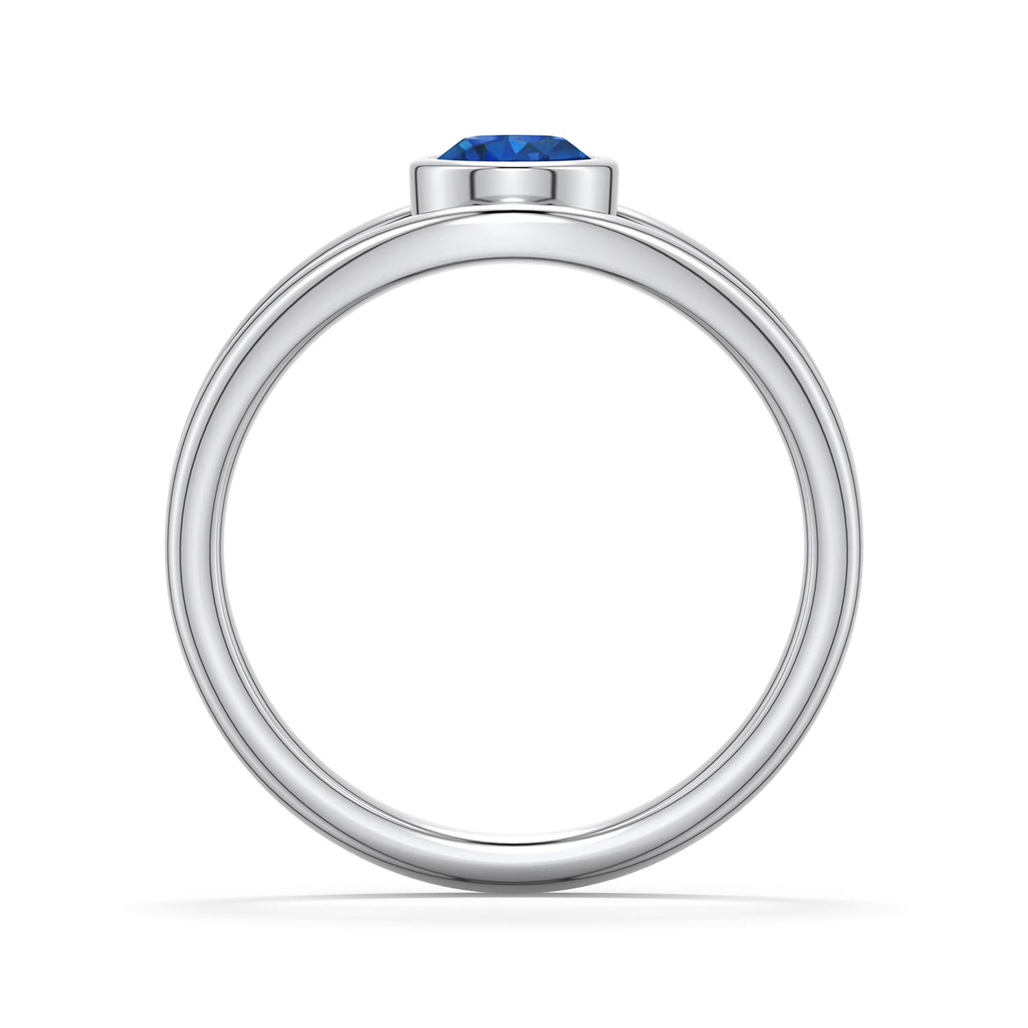 Round Blue Sapphire Bypass Split Shank Engagement Ring
