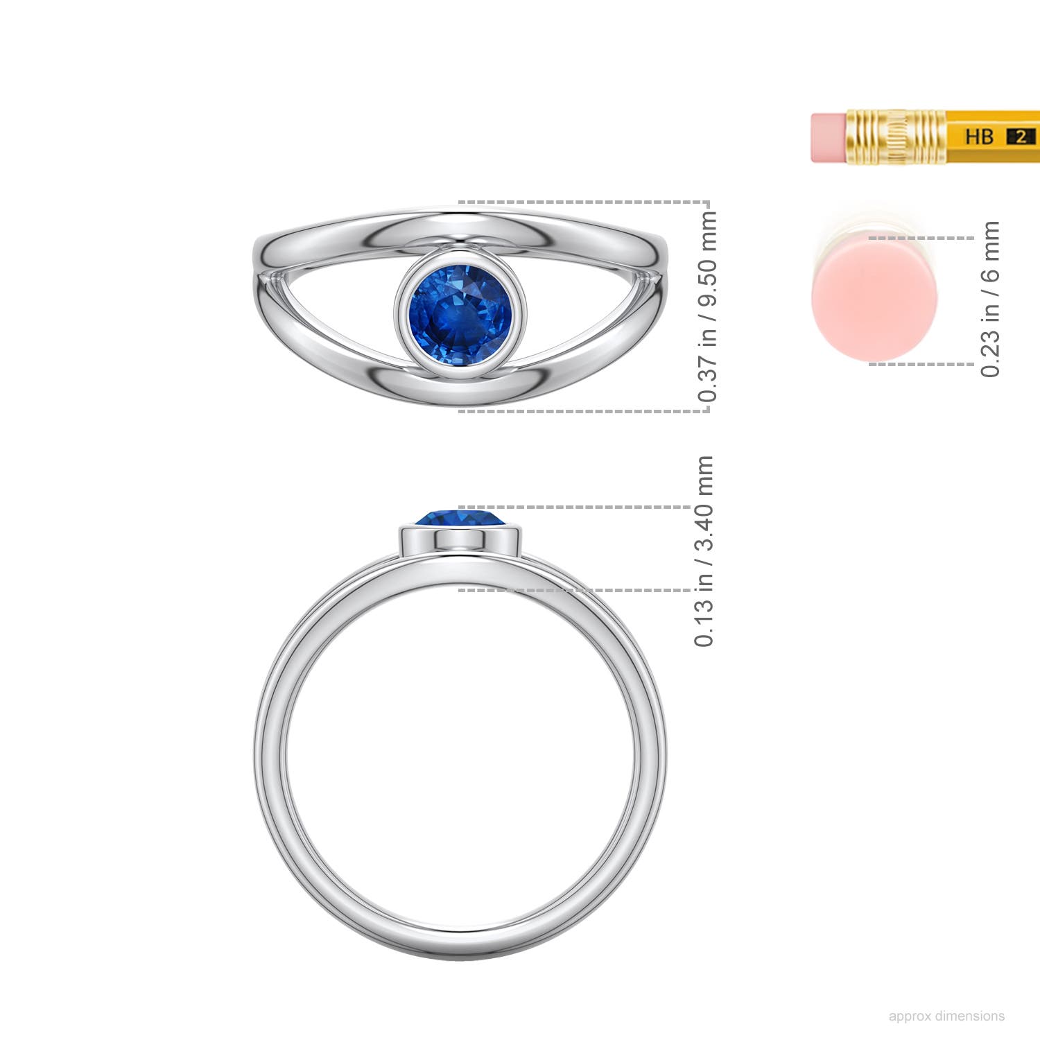 Round Blue Sapphire Bypass Split Shank Engagement Ring