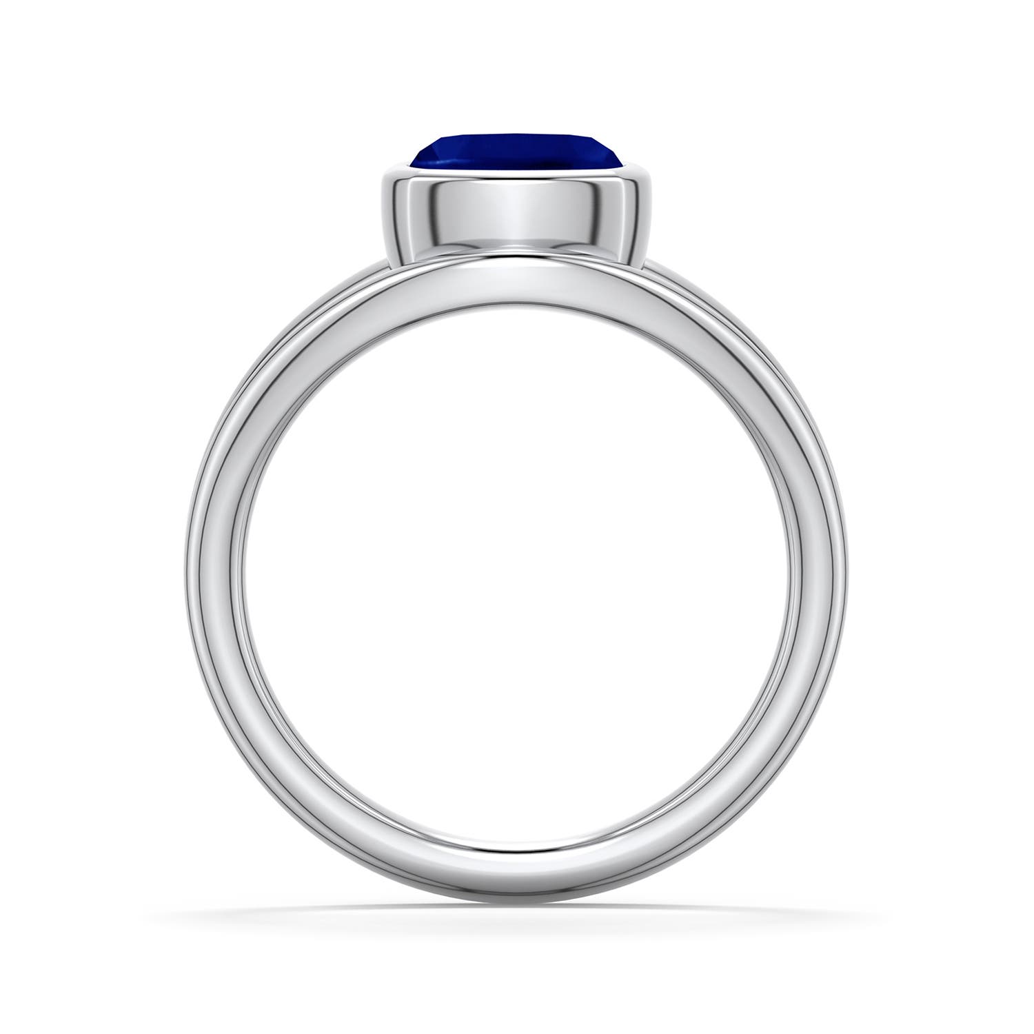 7mm AAA Cushion Blue Sapphire Bypass Split Shank Engagement Ring in White Gold - side 1