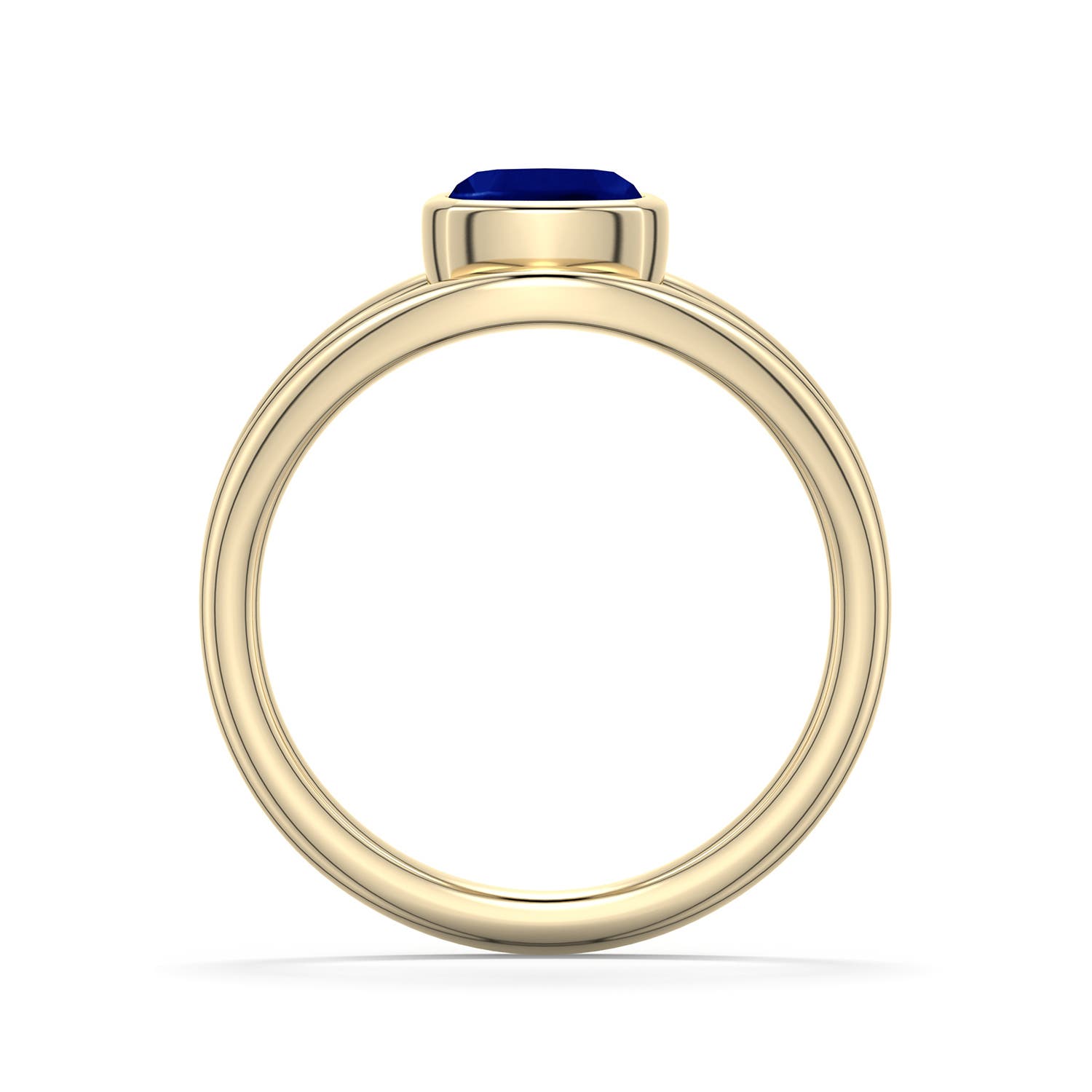 6mm AAA Cushion Blue Sapphire Bypass Split Shank Engagement Ring in Yellow Gold - side 1