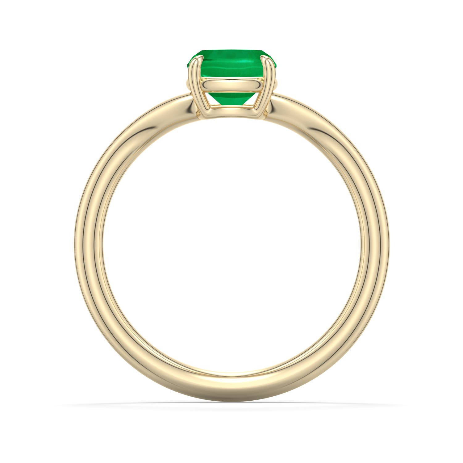 6mm AAA Cushion Emerald Curved Shank Engagement Ring in Yellow Gold - side 1