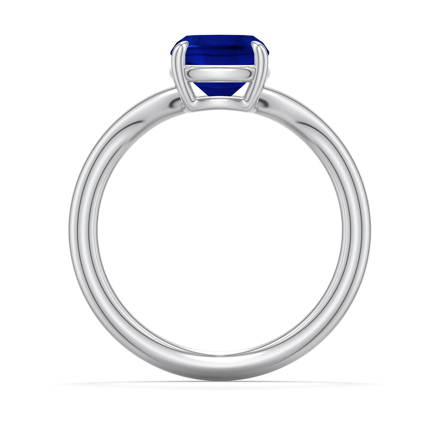7mm AAAA Cushion Blue Sapphire Curved Shank Engagement Ring in 950 Platinum - side 1