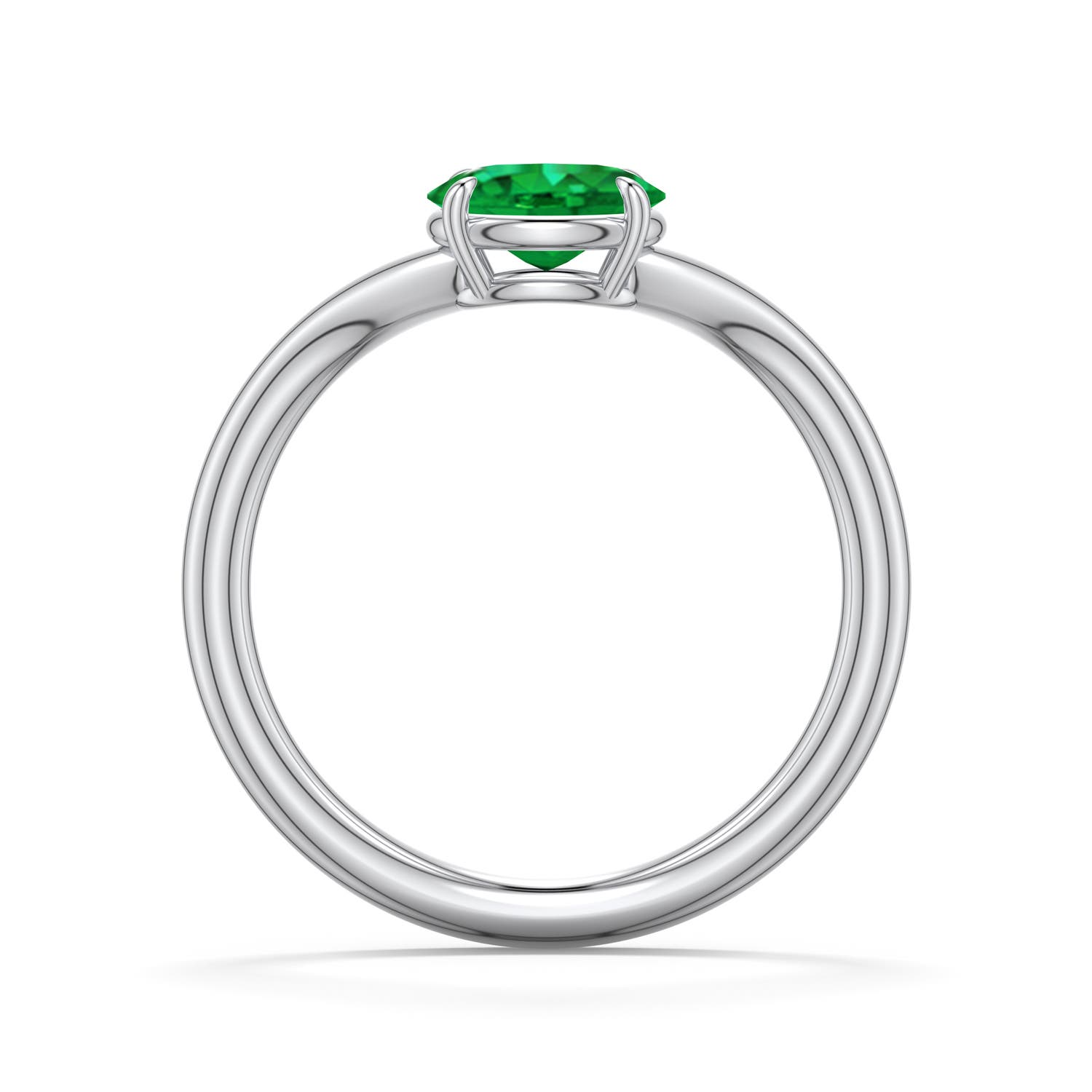 7x5mm AAA East-West Oval Emerald Curved Engagement Ring in 950 Platinum - side 1