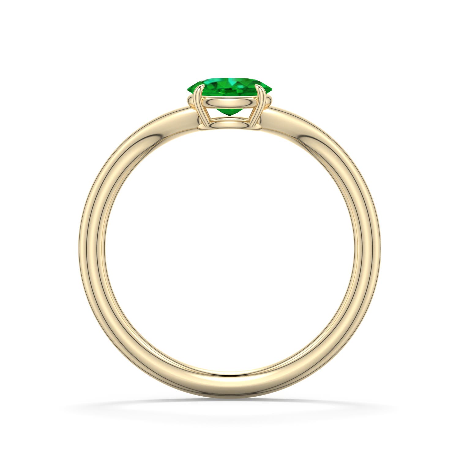 6x4mm AAAA East-West Oval Emerald Curved Engagement Ring in Yellow Gold - side 1