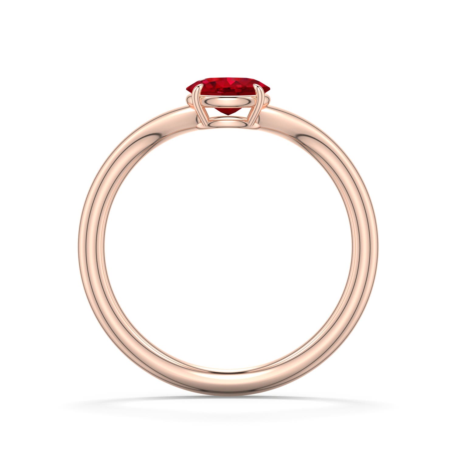 6x4mm AAA East-West Oval Ruby Curved Engagement Ring in Rose Gold - side 1 - side 2
