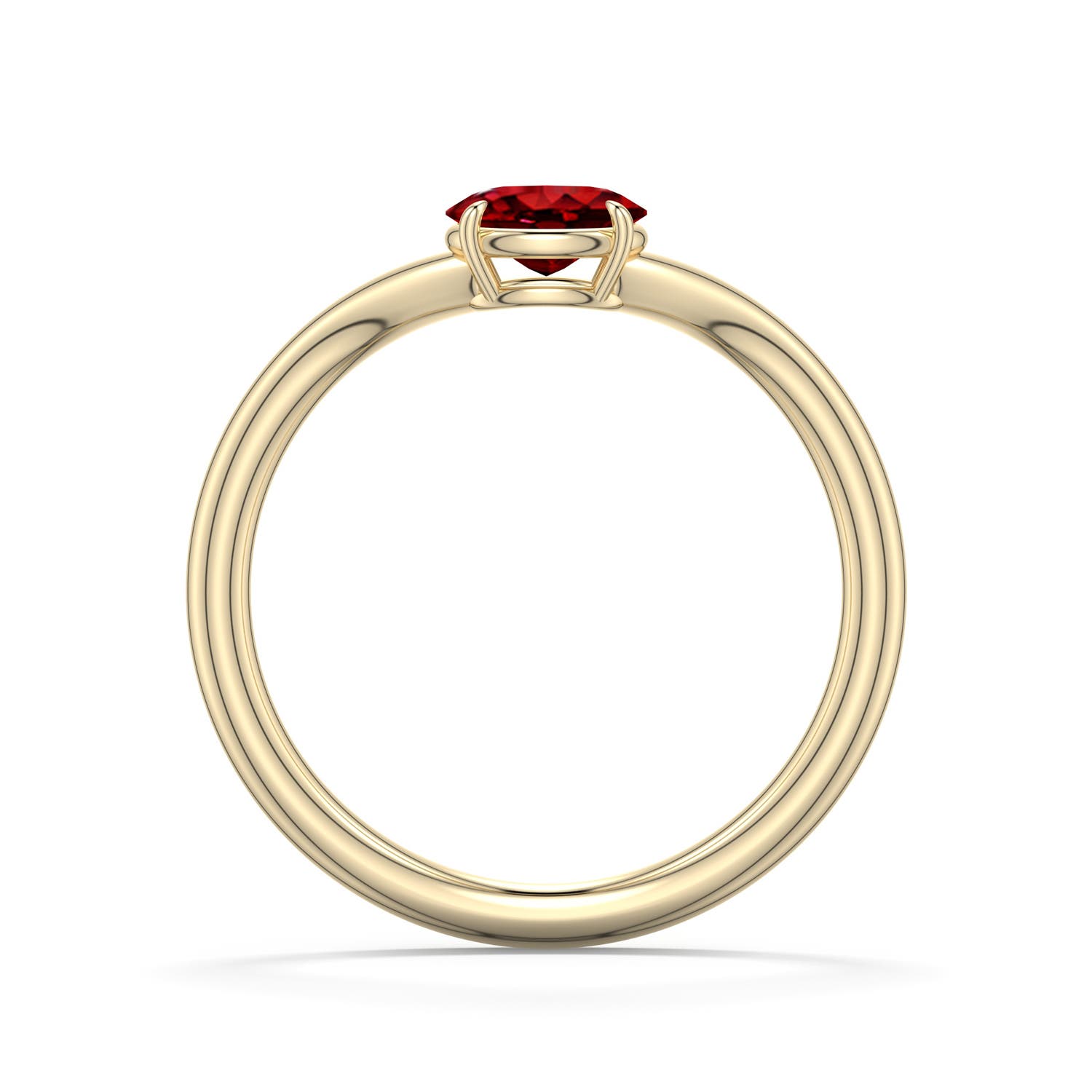 6x4mm AAAA East-West Oval Ruby Curved Engagement Ring in Yellow Gold - side 1