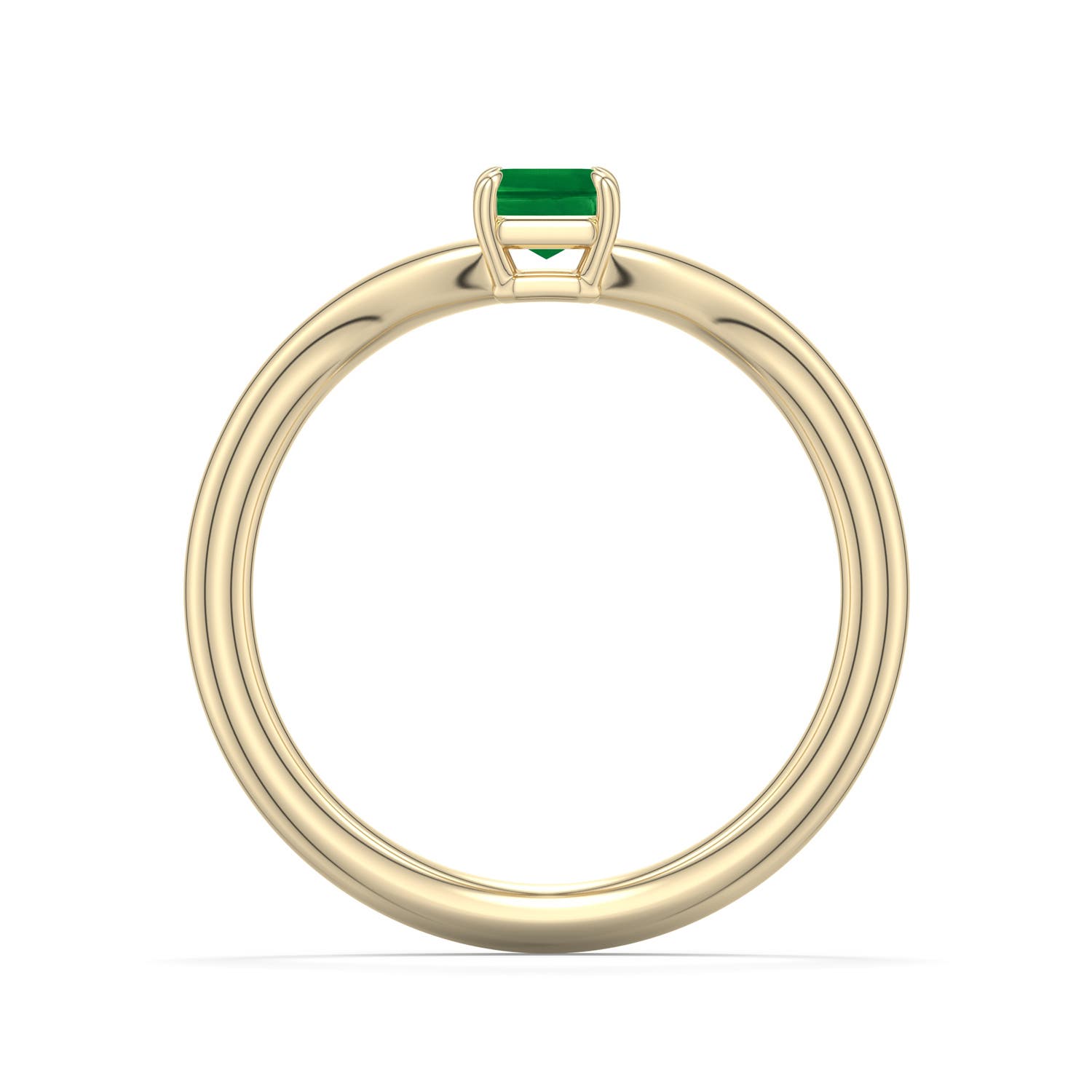 6x4mm AAA Emerald-Cut Emerald Curved Shank Engagement Ring in Yellow Gold - side 1 - side 2
