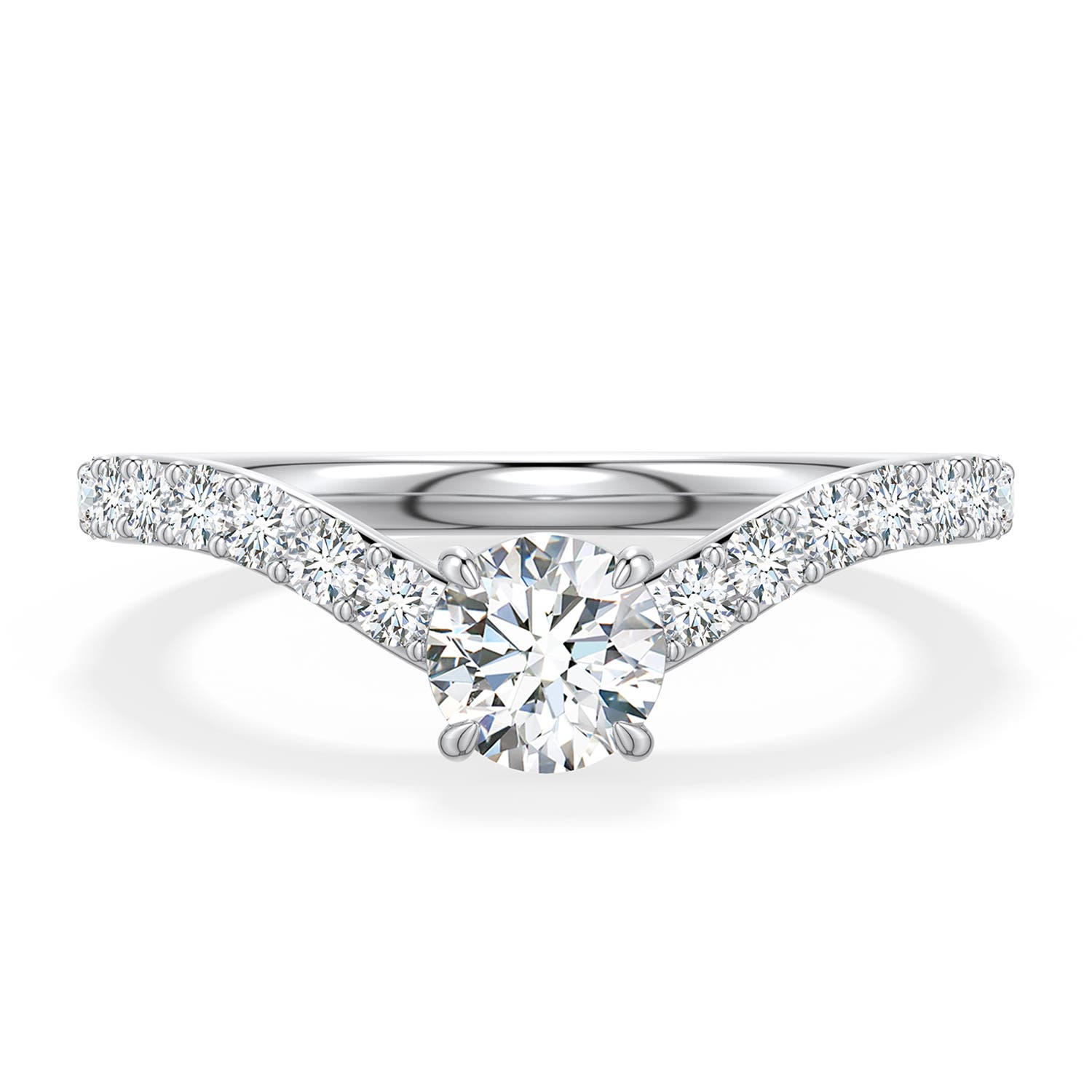 5.1mm GVS2 Round Diamond Curved Engagement Ring with Accents in 950 Platinum - main