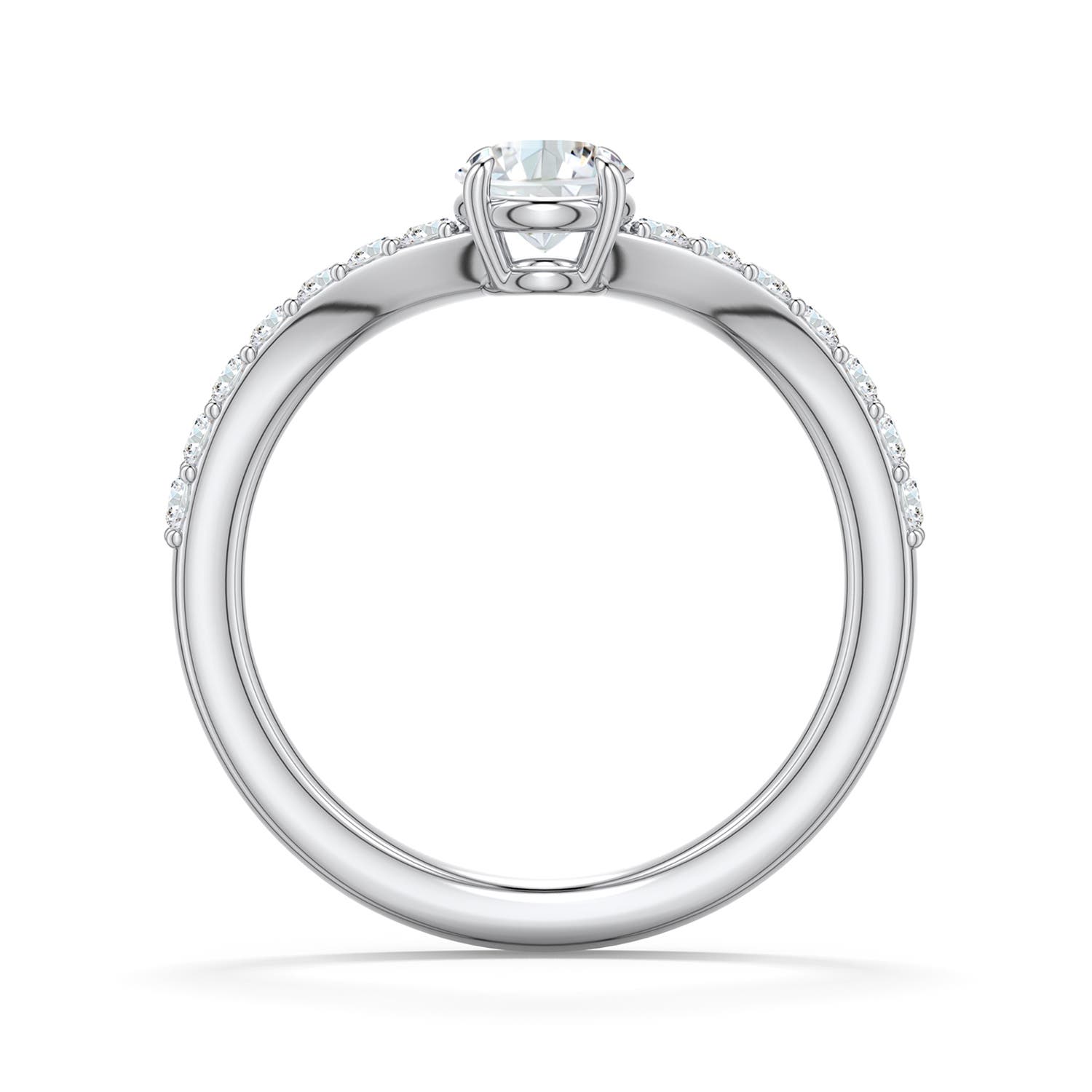 5.1mm GVS2 Round Diamond Curved Engagement Ring with Accents in 950 Platinum - side 1