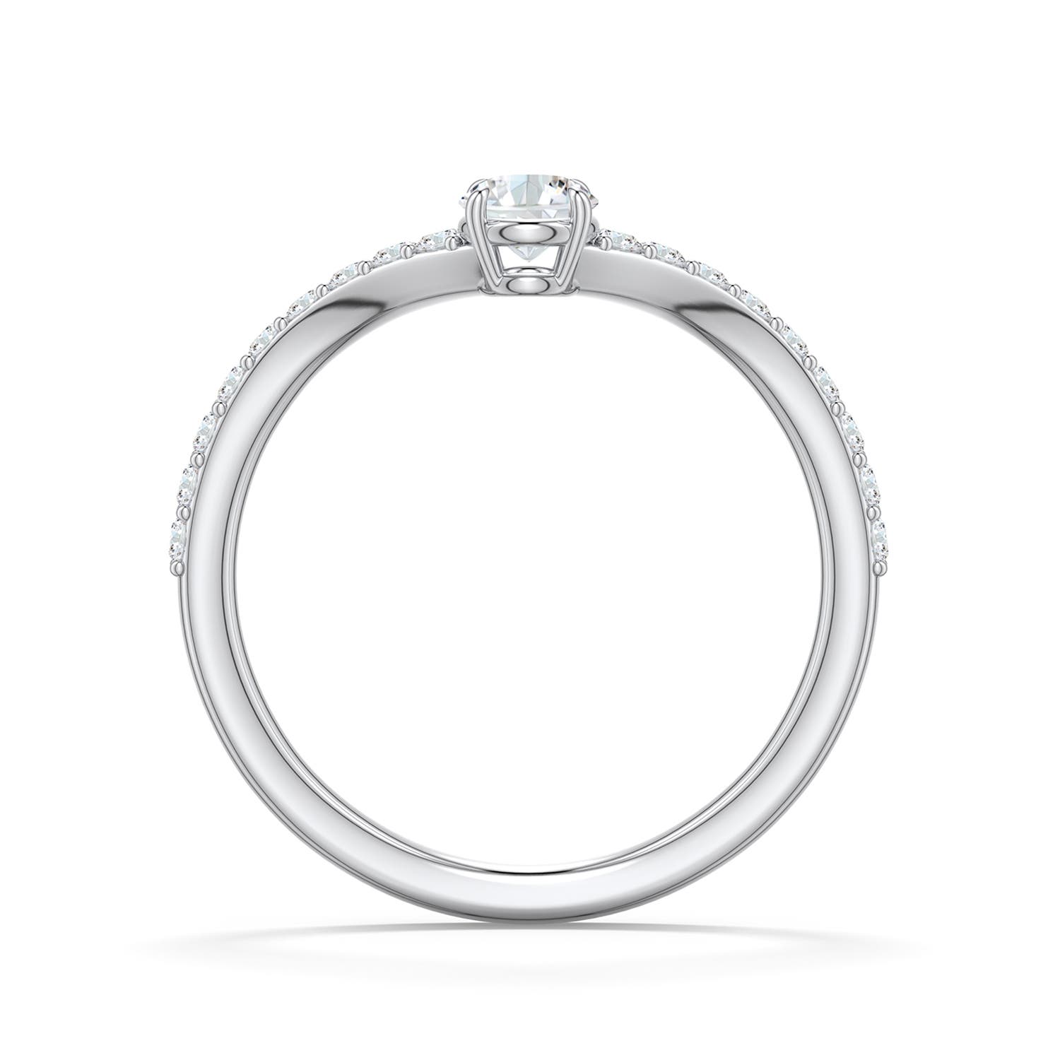 4.1mm GVS2 Round Diamond Curved Engagement Ring with Accents in White Gold - side 1