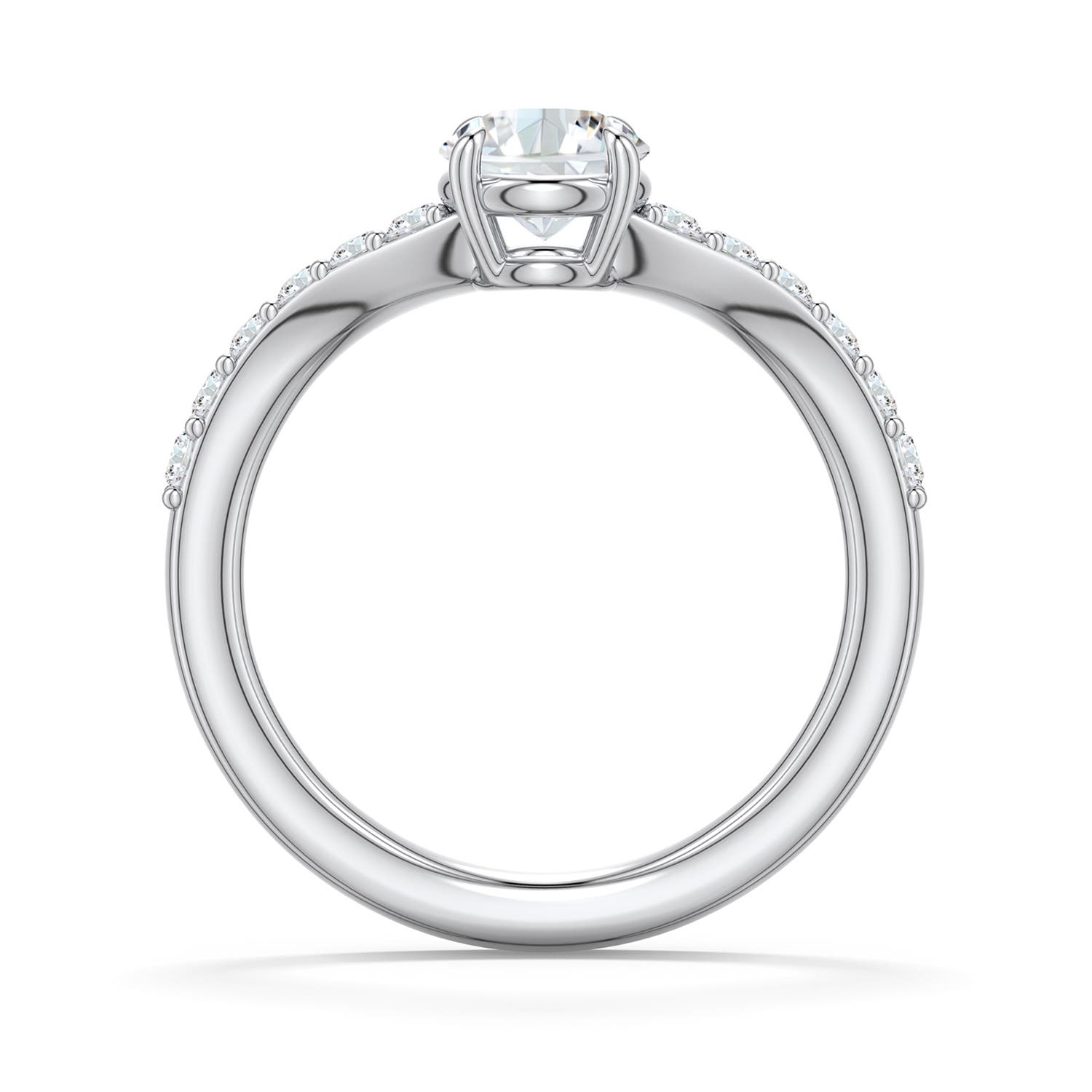5.9mm GVS2 Round Diamond Curved Engagement Ring with Accents in White Gold - side 1