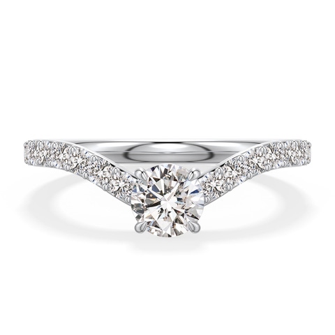 5.1mm IJI1I2 Round Diamond Curved Engagement Ring with Accents in 18K White Gold - main
