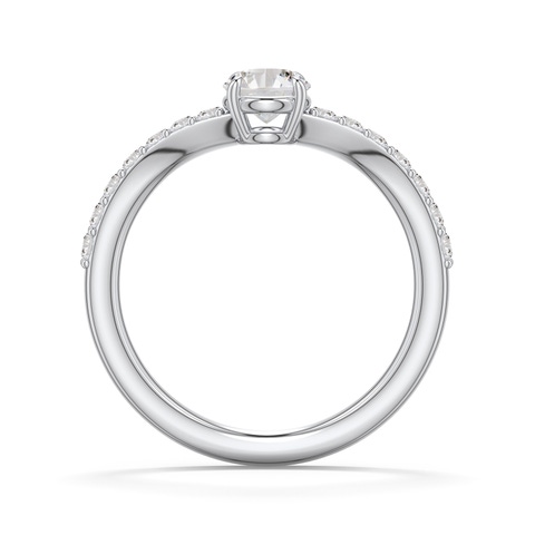 5.1mm IJI1I2 Round Diamond Curved Engagement Ring with Accents in 18K White Gold - side 1