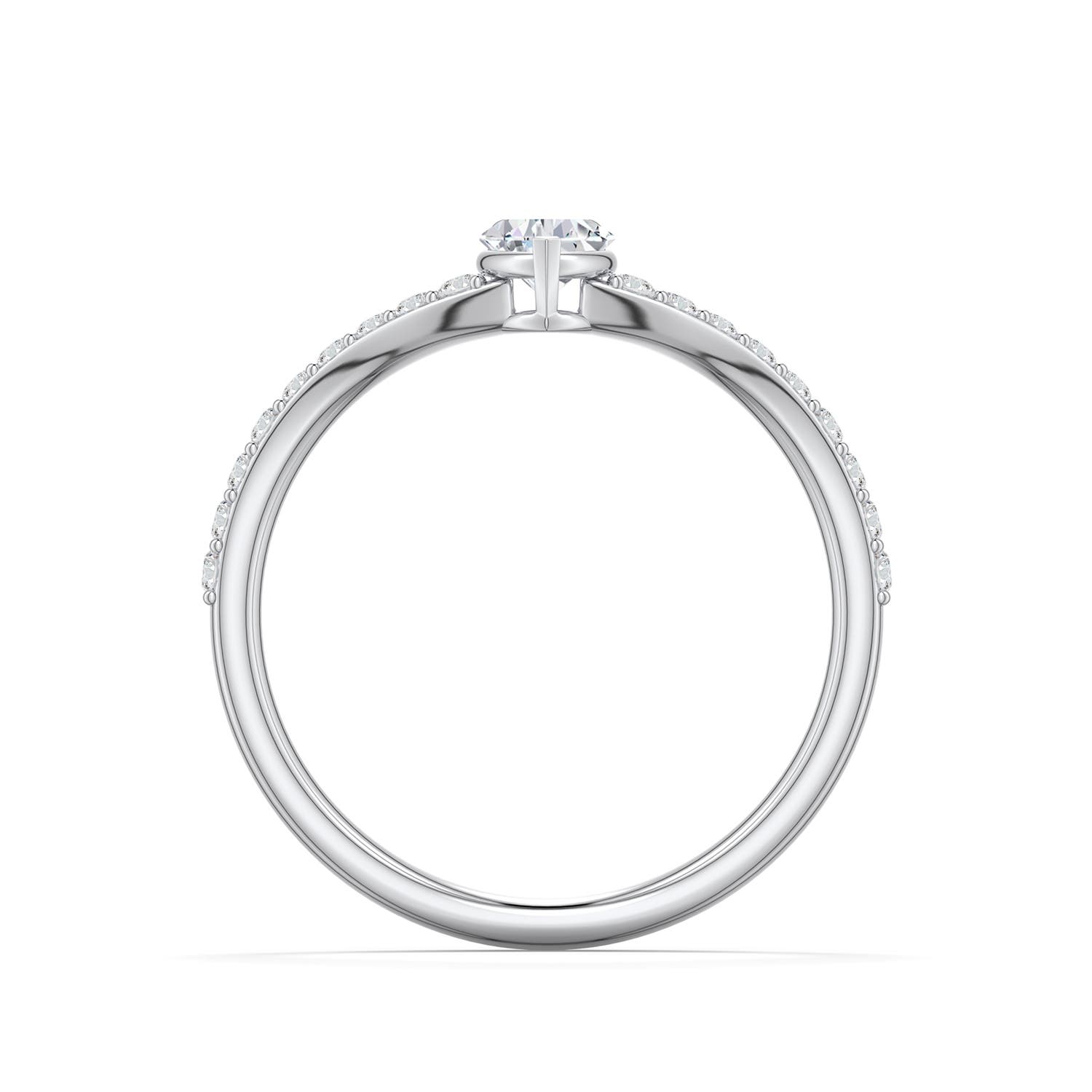 4mm HSI2 Heart-Shaped Diamond Curved Engagement Ring with Accents in White Gold - side 1