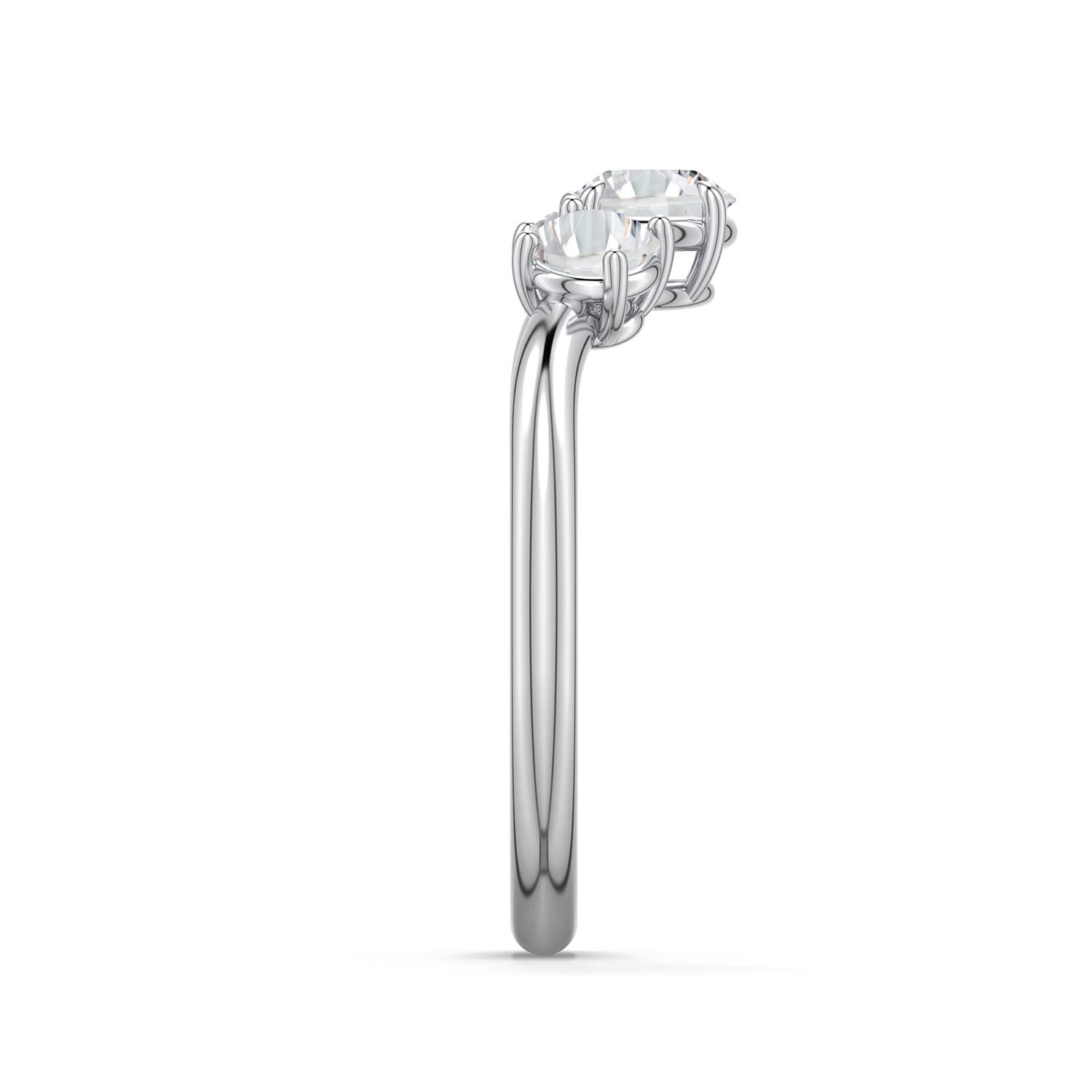 5.1mm HSI2 Round Diamond Three-Stone Curved Engagement Ring in White Gold - side 2 - side 3