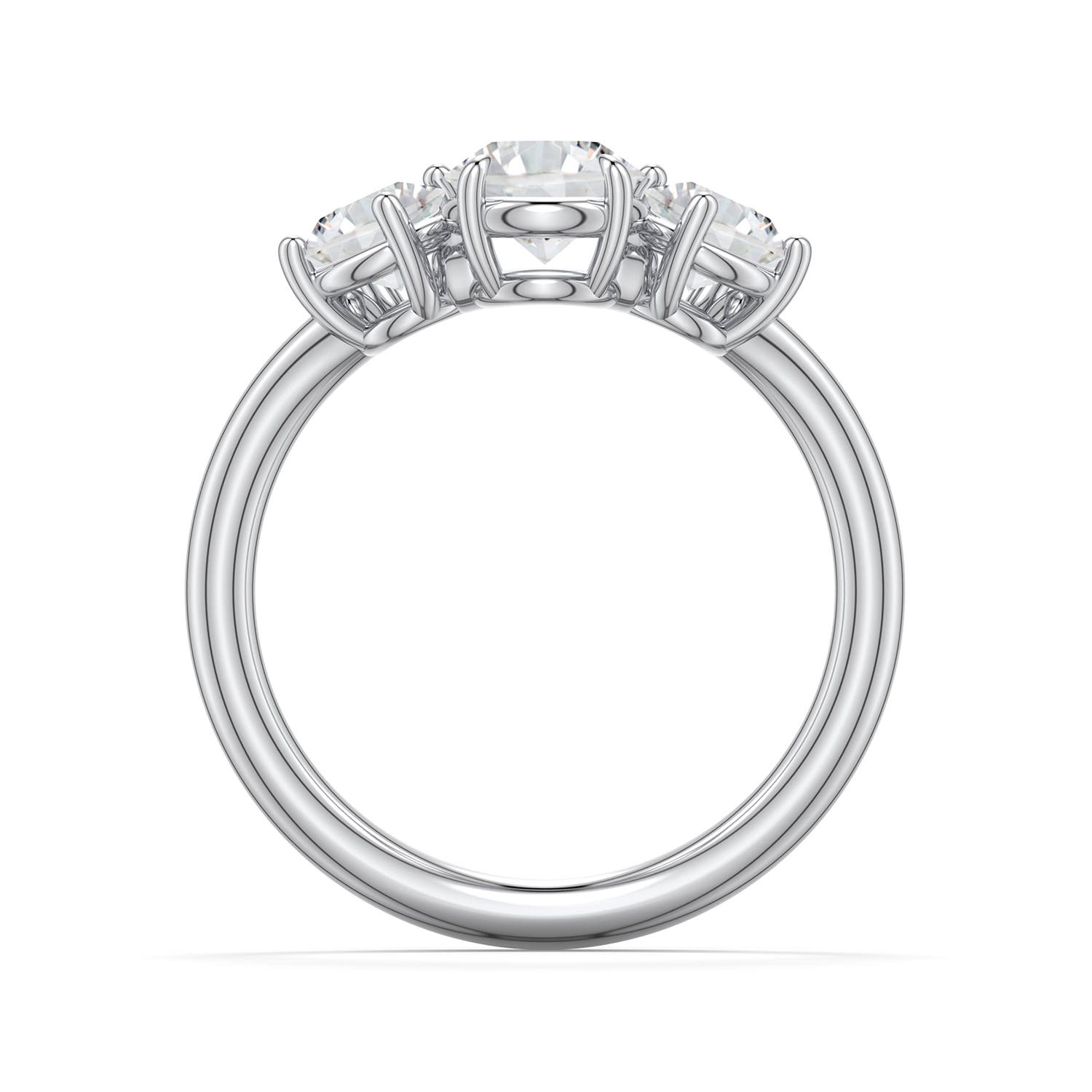5.9mm HSI2 Round Diamond Three-Stone Curved Engagement Ring in White Gold - side 1