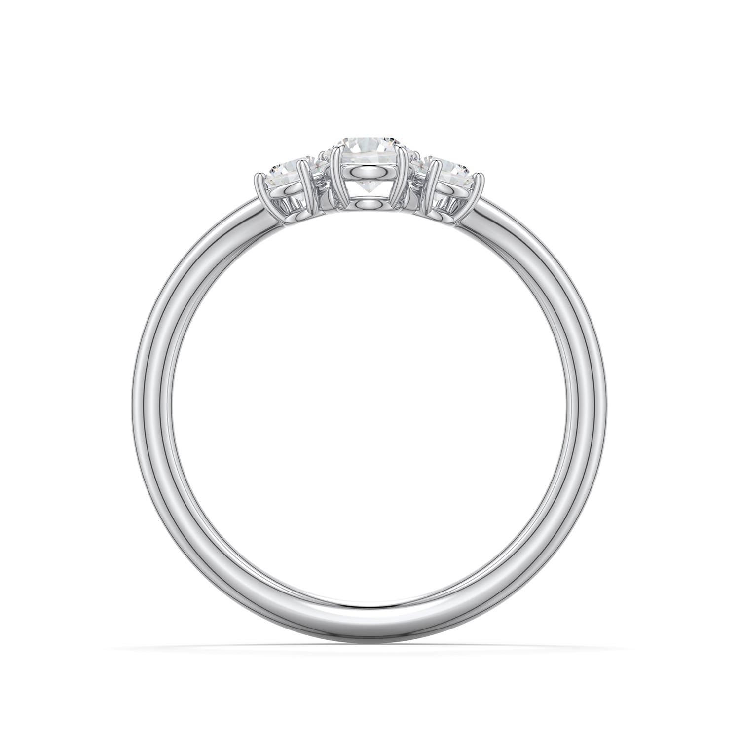 4.1mm HSI2 Round Diamond Three-Stone Curved Engagement Ring in 18K White Gold - side 1