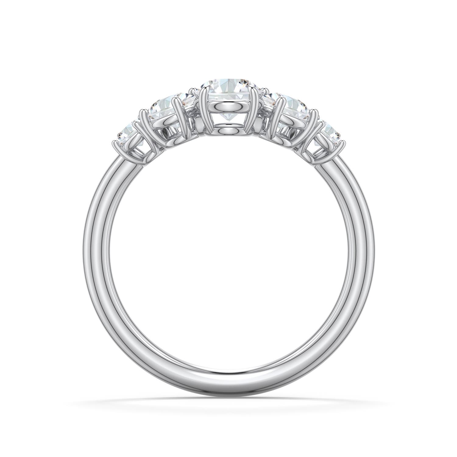 5.1mm GVS2 Round Diamond Graduated Side Stone Engagement Ring in 950 Platinum - side 1