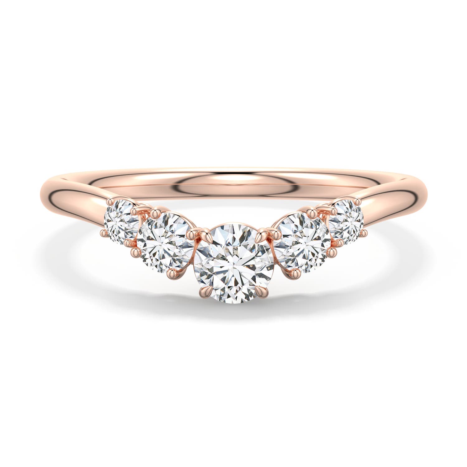 4.1mm HSI2 Round Diamond Graduated Side Stone Engagement Ring in 18K Rose Gold - main