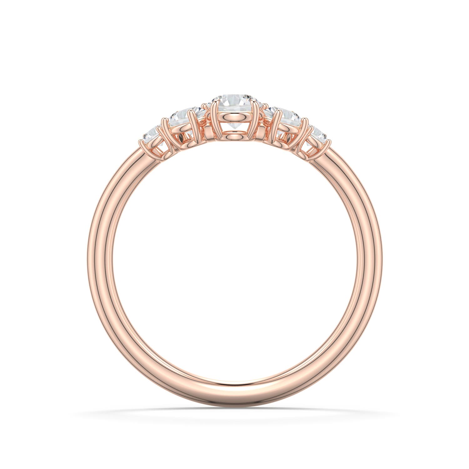 4.1mm HSI2 Round Diamond Graduated Side Stone Engagement Ring in 18K Rose Gold - side 1