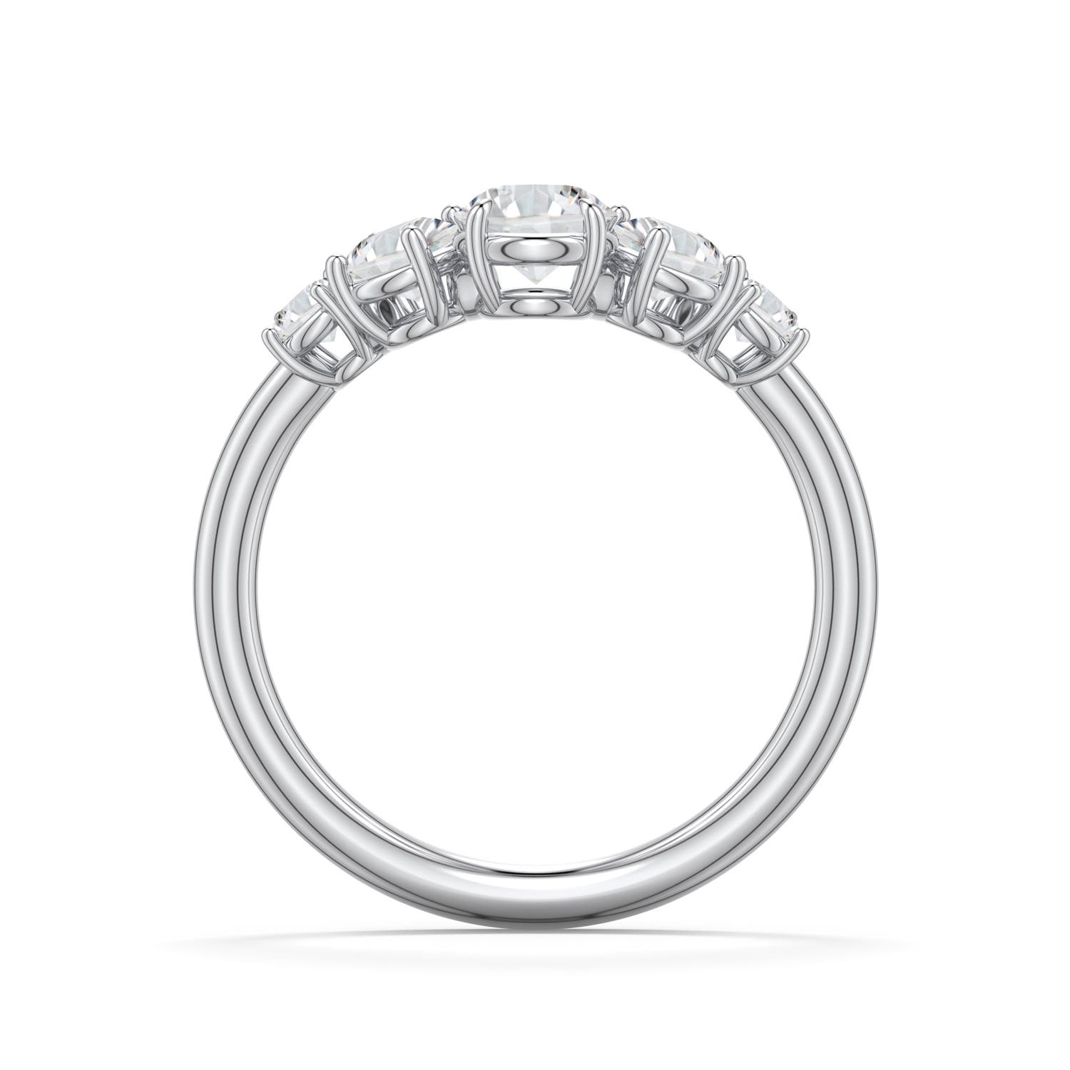 5.1mm HSI2 Round Diamond Graduated Side Stone Engagement Ring in White Gold - side 1