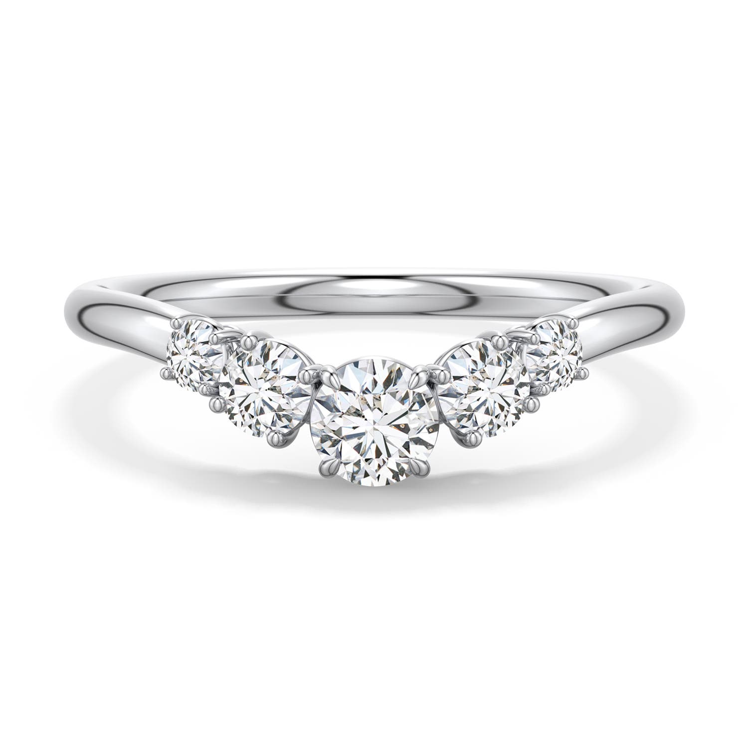 4.1mm HSI2 Round Diamond Graduated Side Stone Engagement Ring in 18K White Gold - main