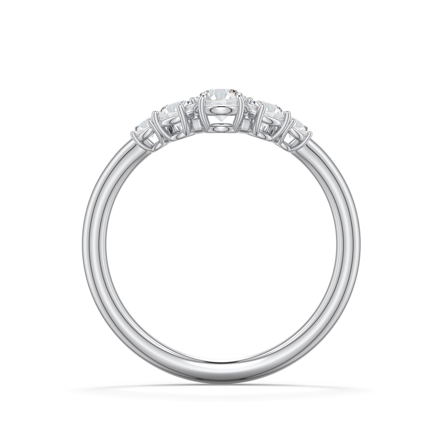 4.1mm HSI2 Round Diamond Graduated Side Stone Engagement Ring in 18K White Gold - side 1