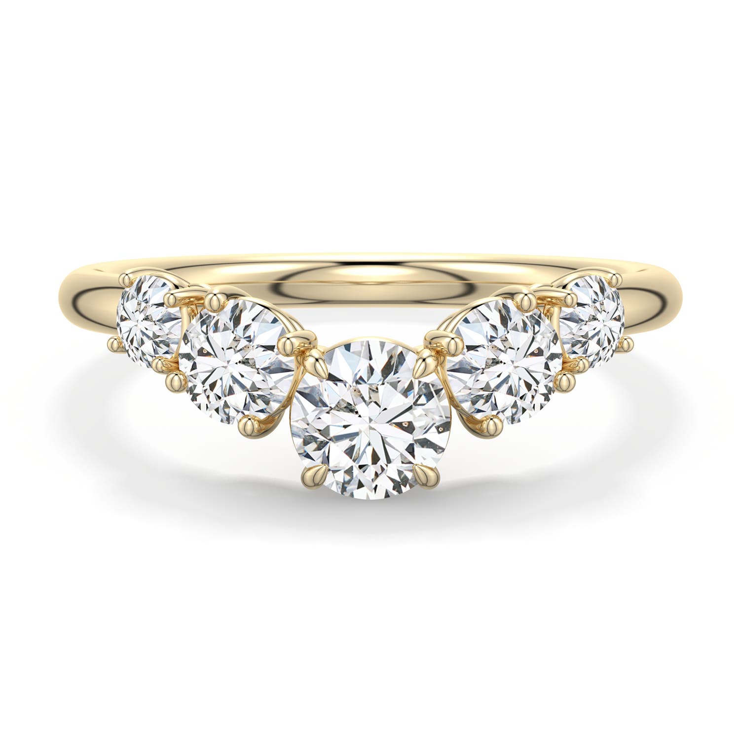 5.1mm HSI2 Round Diamond Graduated Side Stone Engagement Ring in Yellow Gold - main