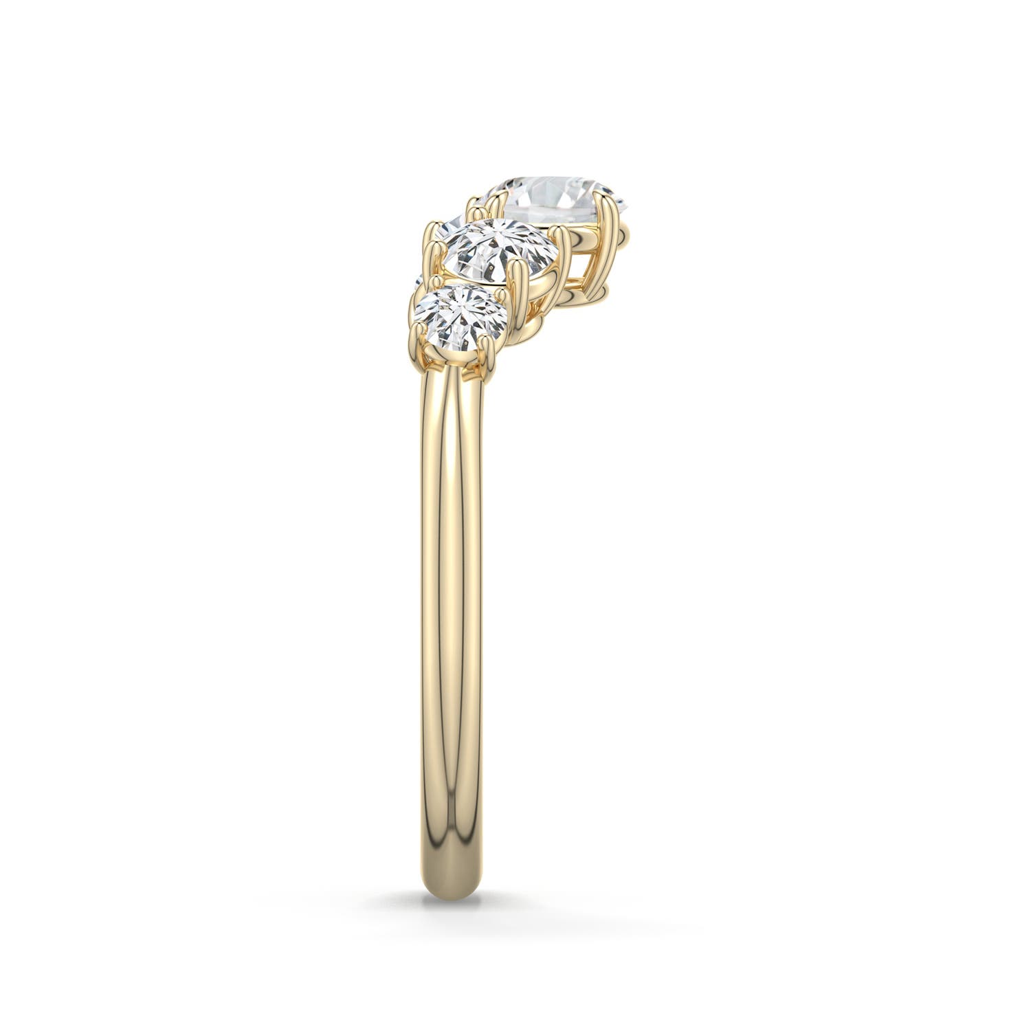 5.1mm HSI2 Round Diamond Graduated Side Stone Engagement Ring in Yellow Gold - side 2 - side 3