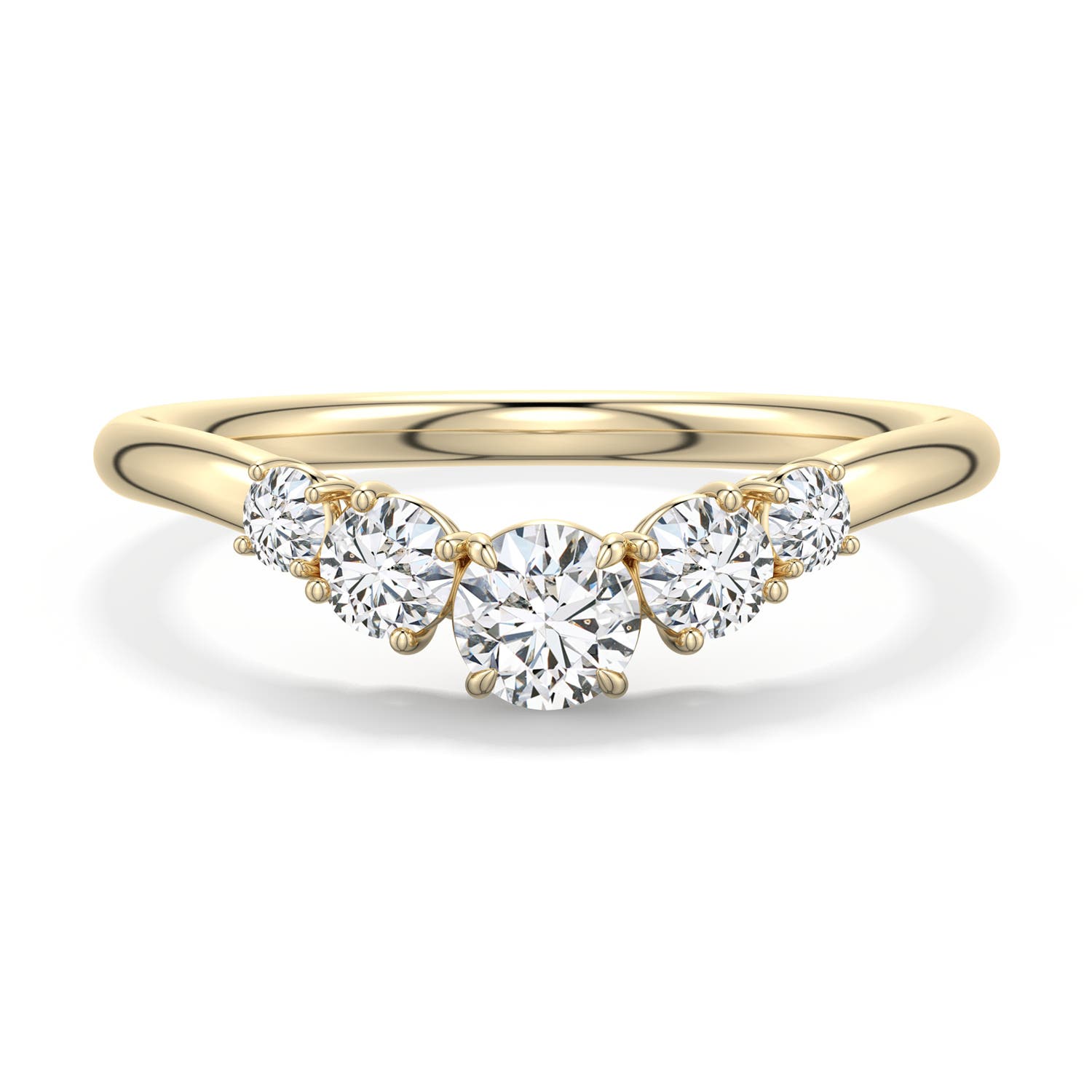 4.1mm HSI2 Round Diamond Graduated Side Stone Engagement Ring in 18K Yellow Gold - main