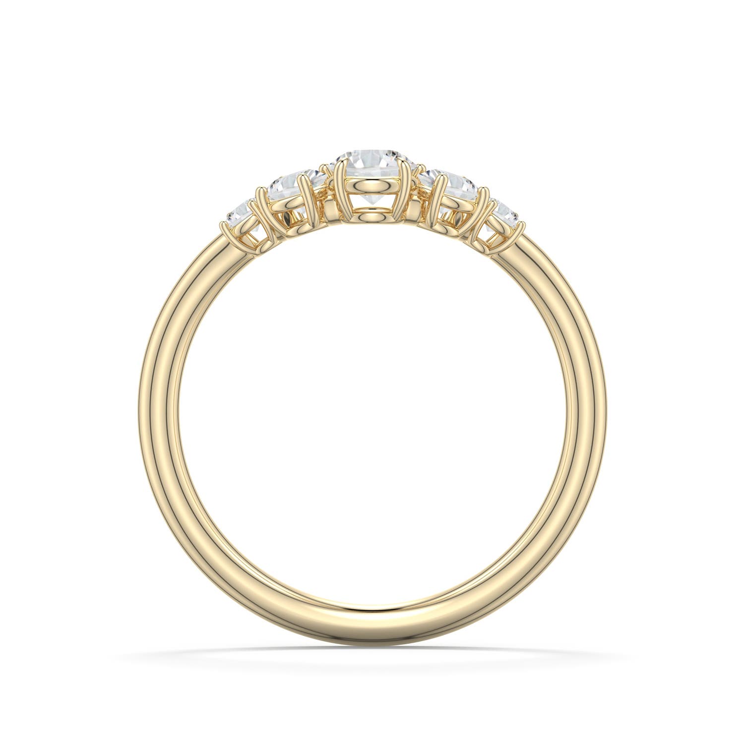4.1mm HSI2 Round Diamond Graduated Side Stone Engagement Ring in 18K Yellow Gold - side 1