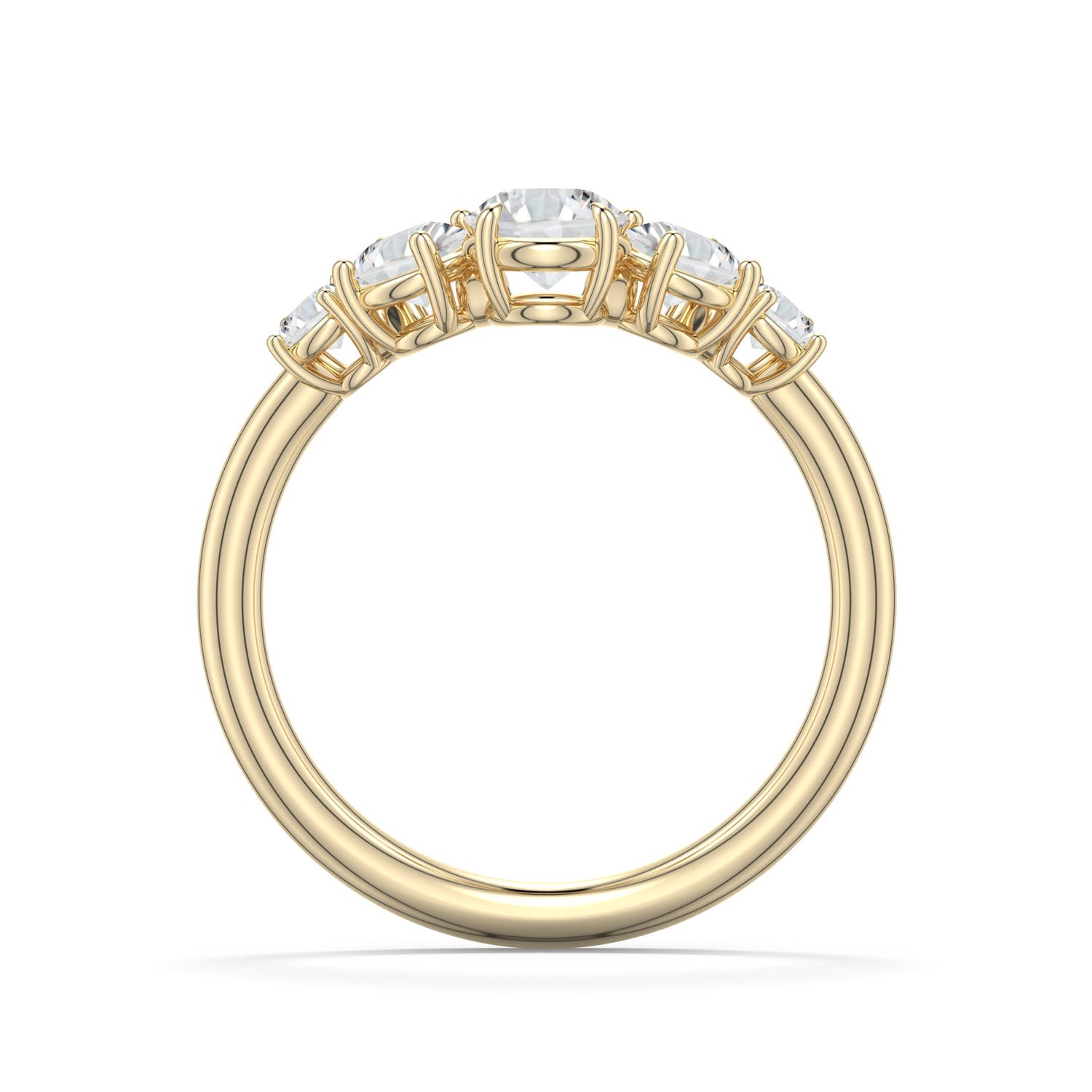 5.1mm HSI2 Round Diamond Graduated Side Stone Engagement Ring in 18K Yellow Gold - side 1