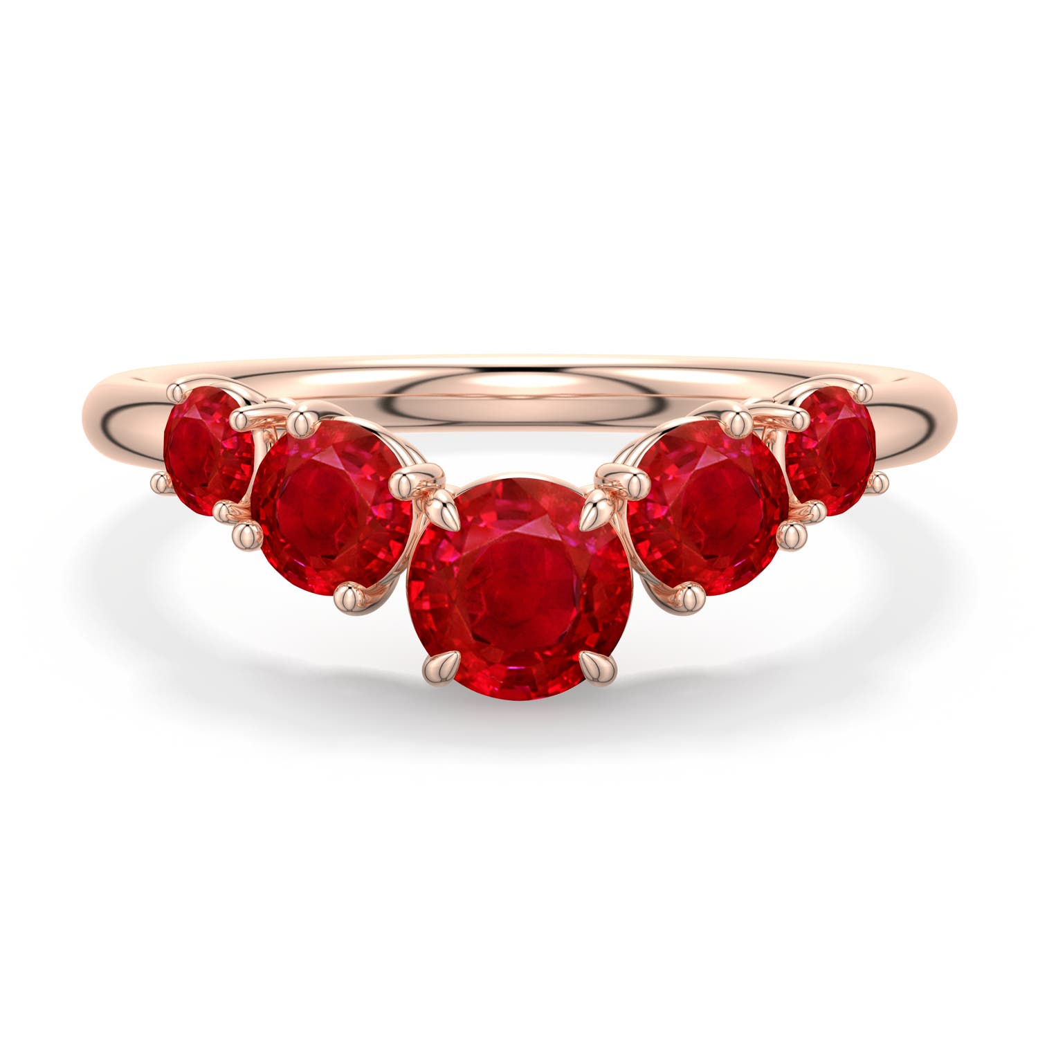 Round Ruby Graduated Side Stone Engagement Ring