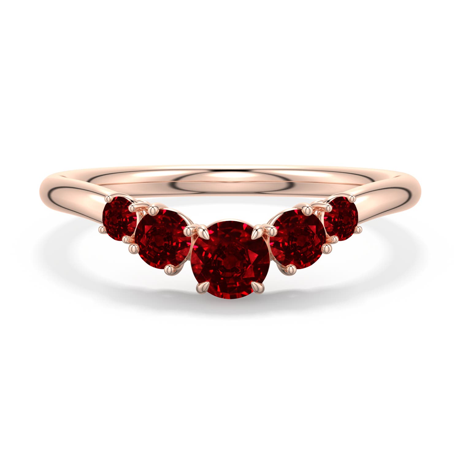 4mm AAAA Round Ruby Graduated Side Stone Engagement Ring in Rose Gold - main