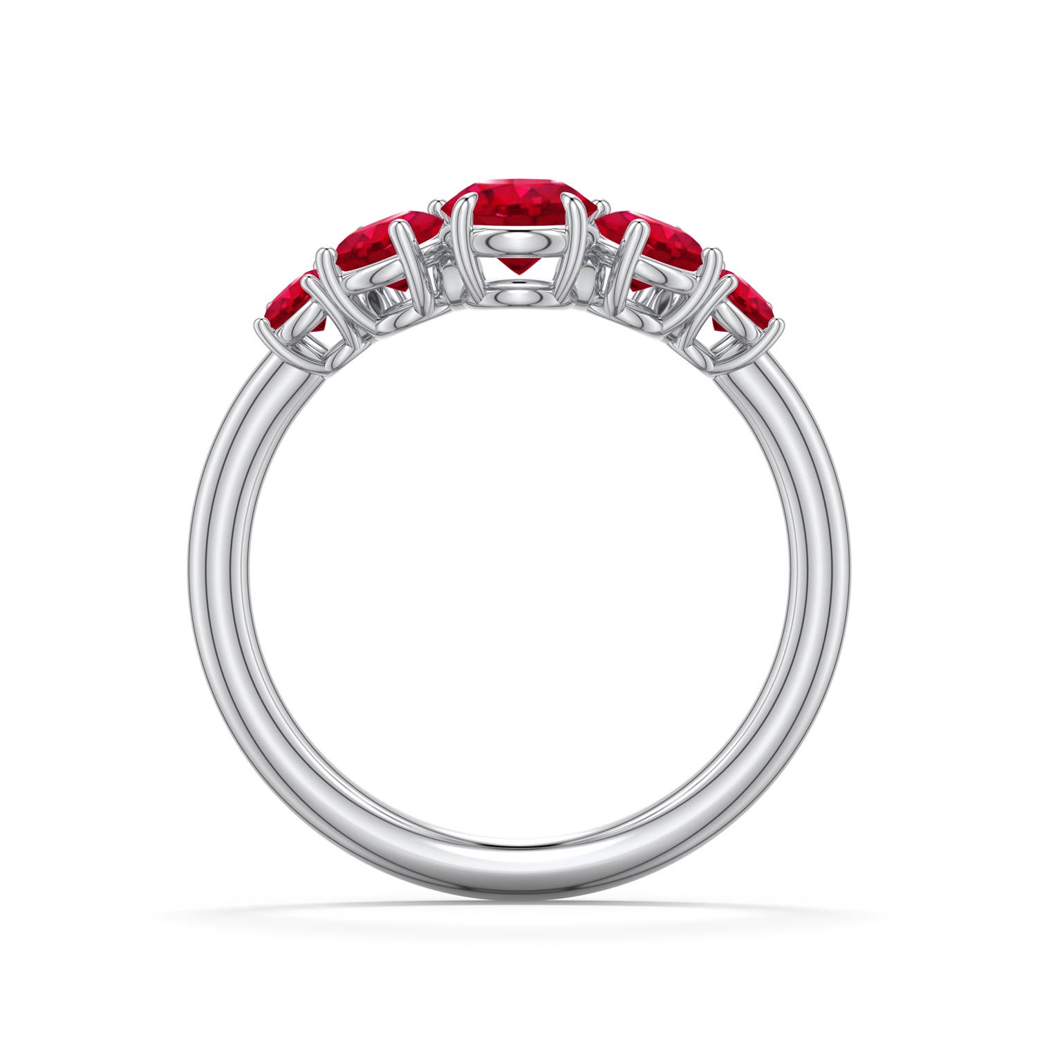 5mm AAA Round Ruby Graduated Side Stone Engagement Ring in White Gold - side 1