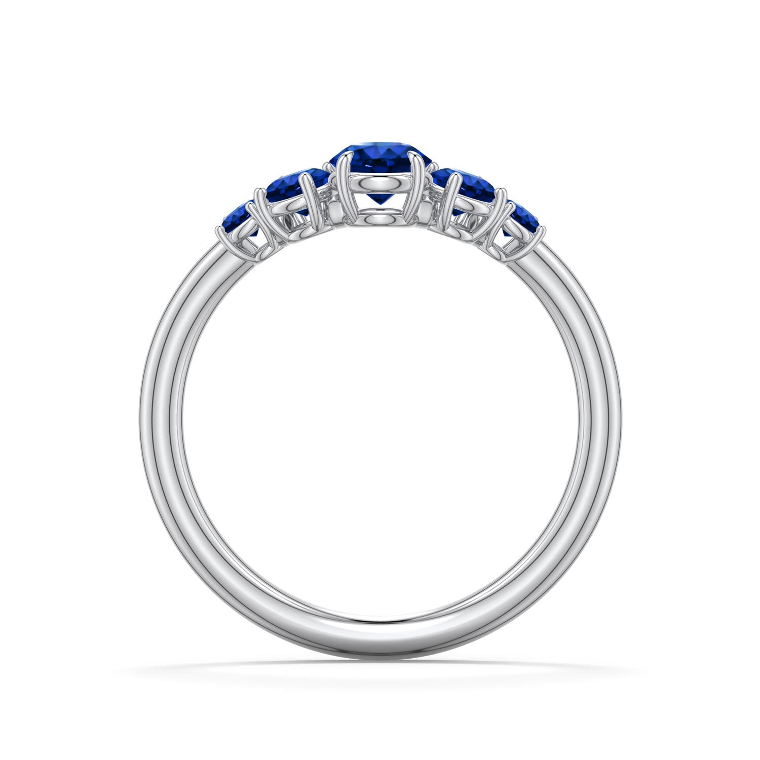 4.5mm AAAA Round Blue Sapphire Graduated Side Stone Engagement Ring in White Gold - side 1