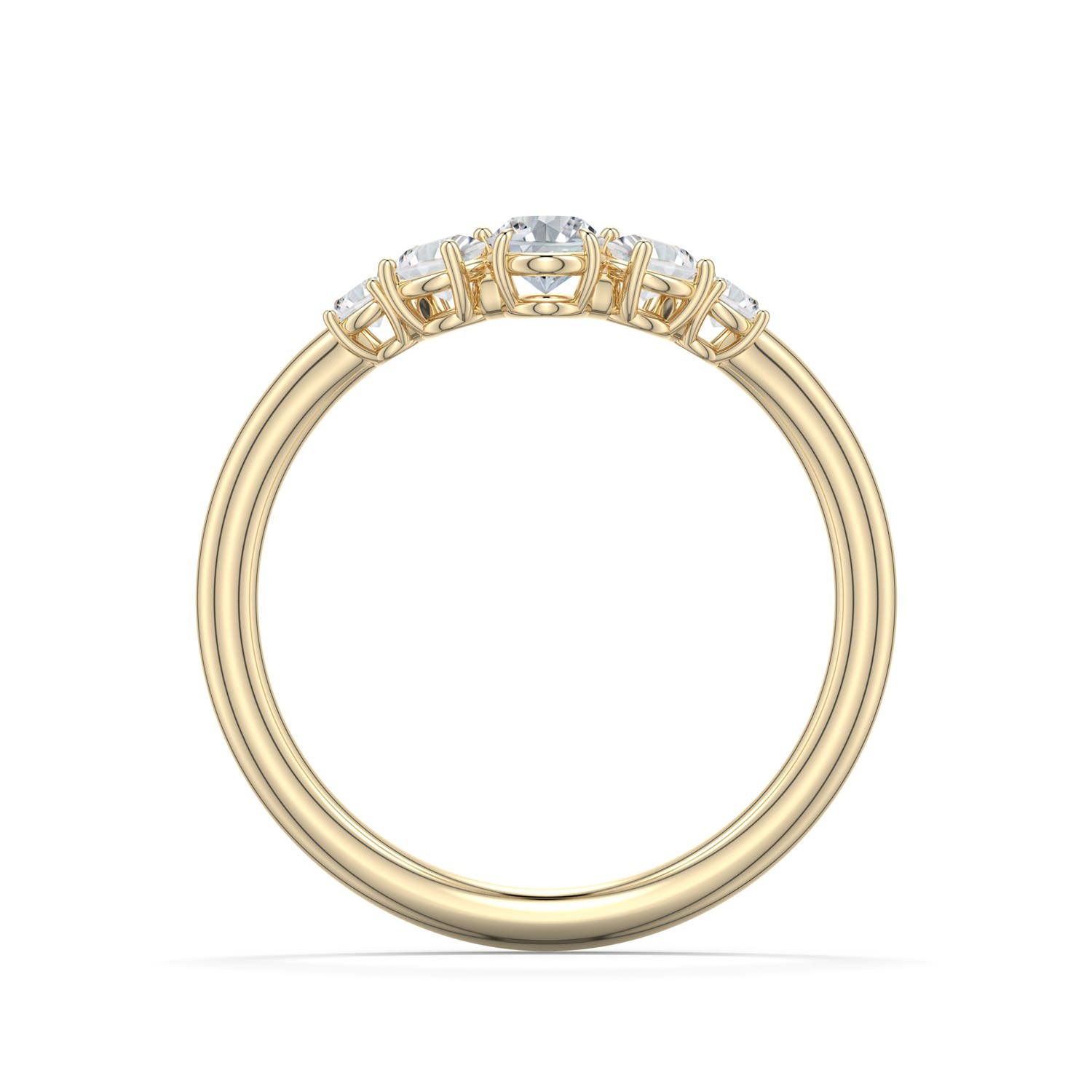 5x4mm HSI2 Oval Diamond Graduated Side Stone Engagement Ring in 18K Yellow Gold - side 1