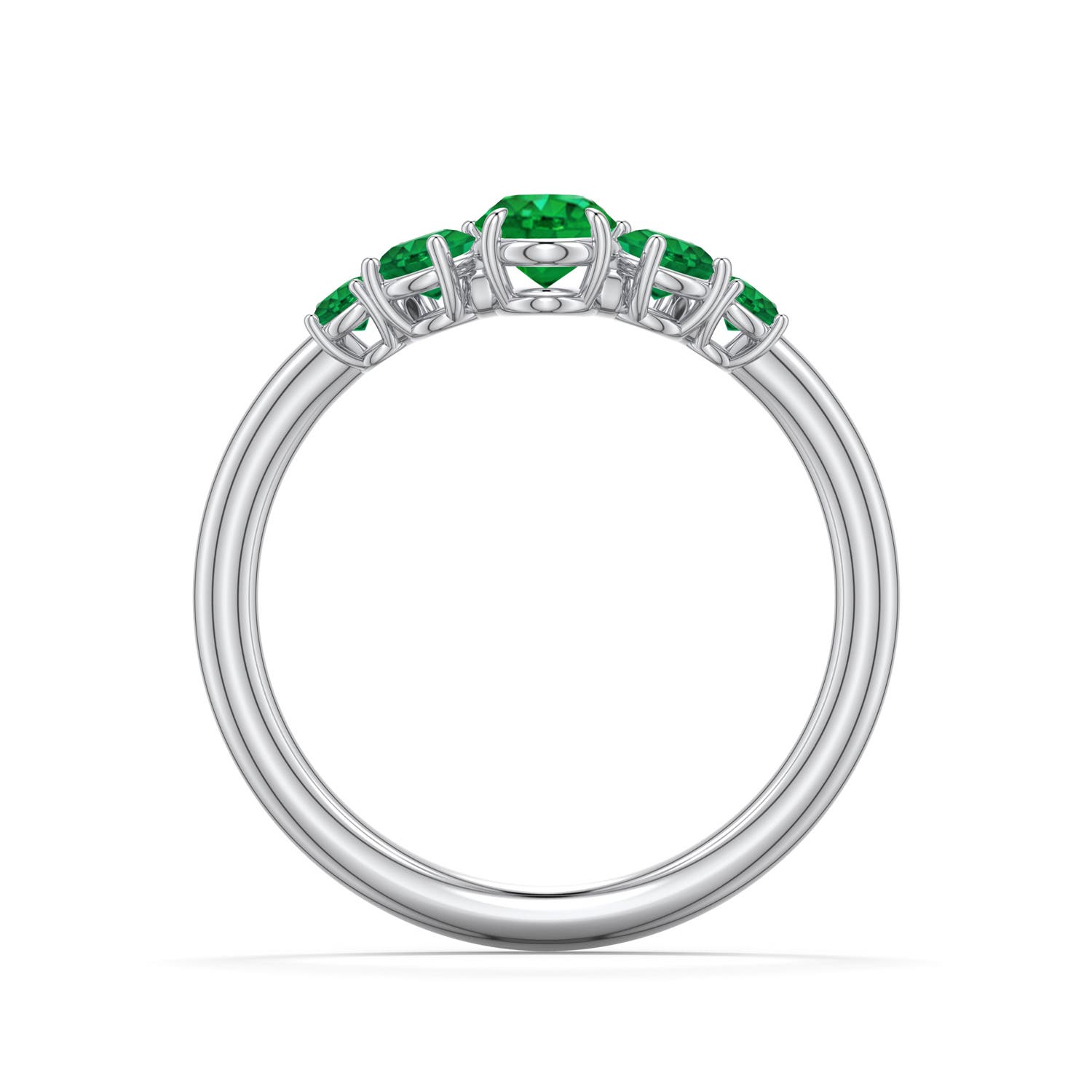 6x4mm AAA Oval Emerald Graduated Side Stone Engagement Ring in 950 Platinum - side 1