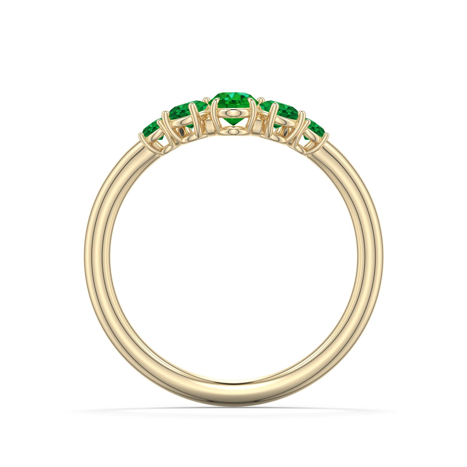 5x4mm AAAA Oval Emerald Graduated Side Stone Engagement Ring in Yellow Gold - side 1