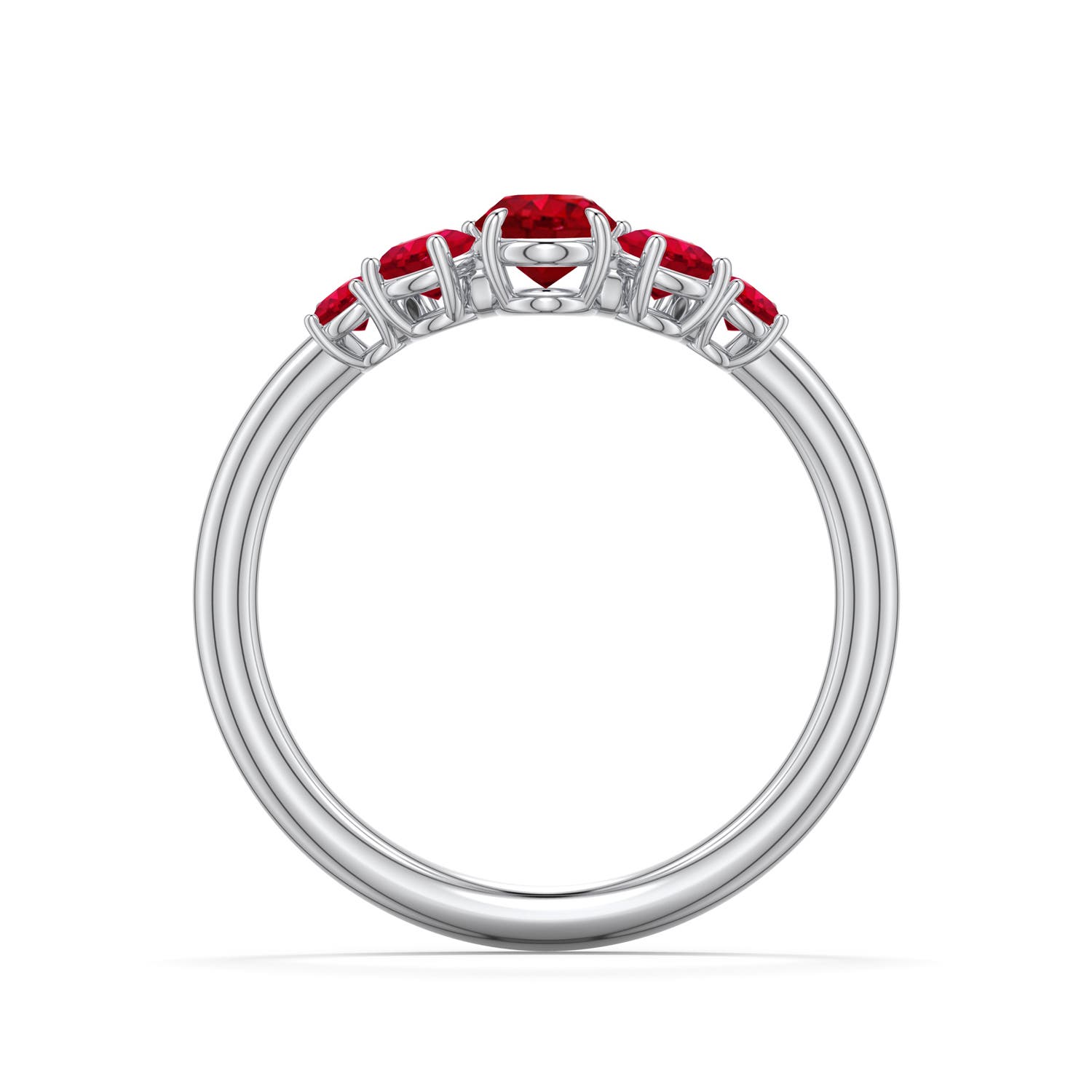6x4mm AAA Oval Ruby Graduated Side Stone Engagement Ring in White Gold - side 1