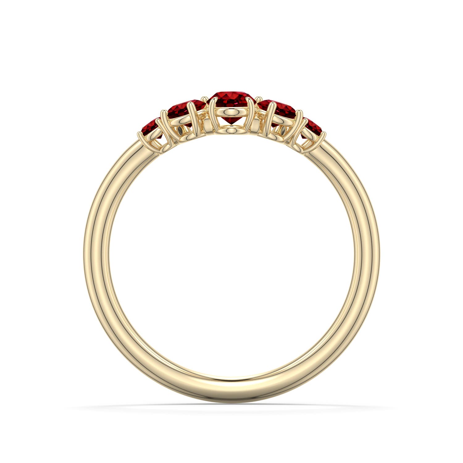 5x4mm AAAA Oval Ruby Graduated Side Stone Engagement Ring in Yellow Gold - side 1