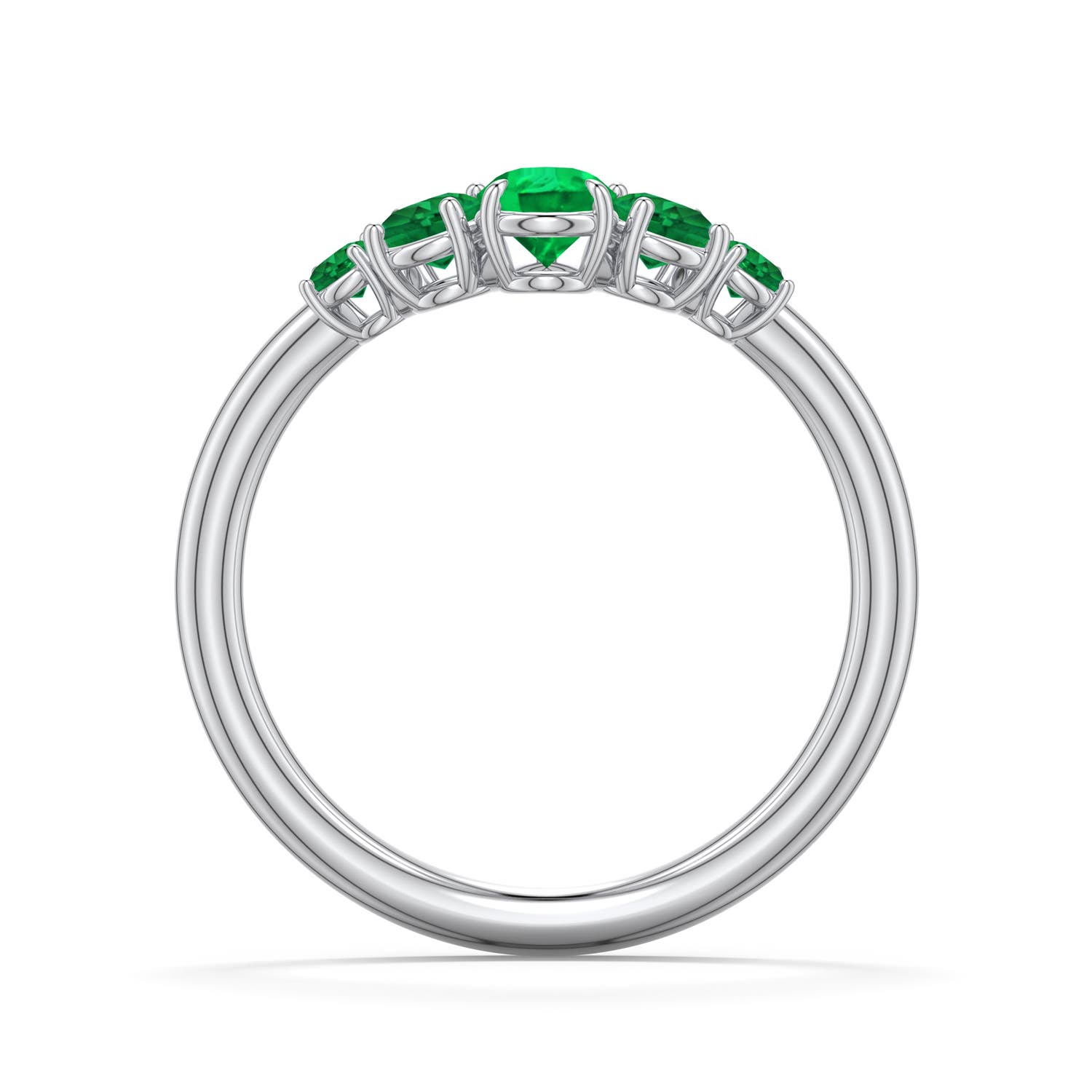 6x4mm AAA Pear Emerald Graduated Side Stone Engagement Ring in 950 Platinum - side 1